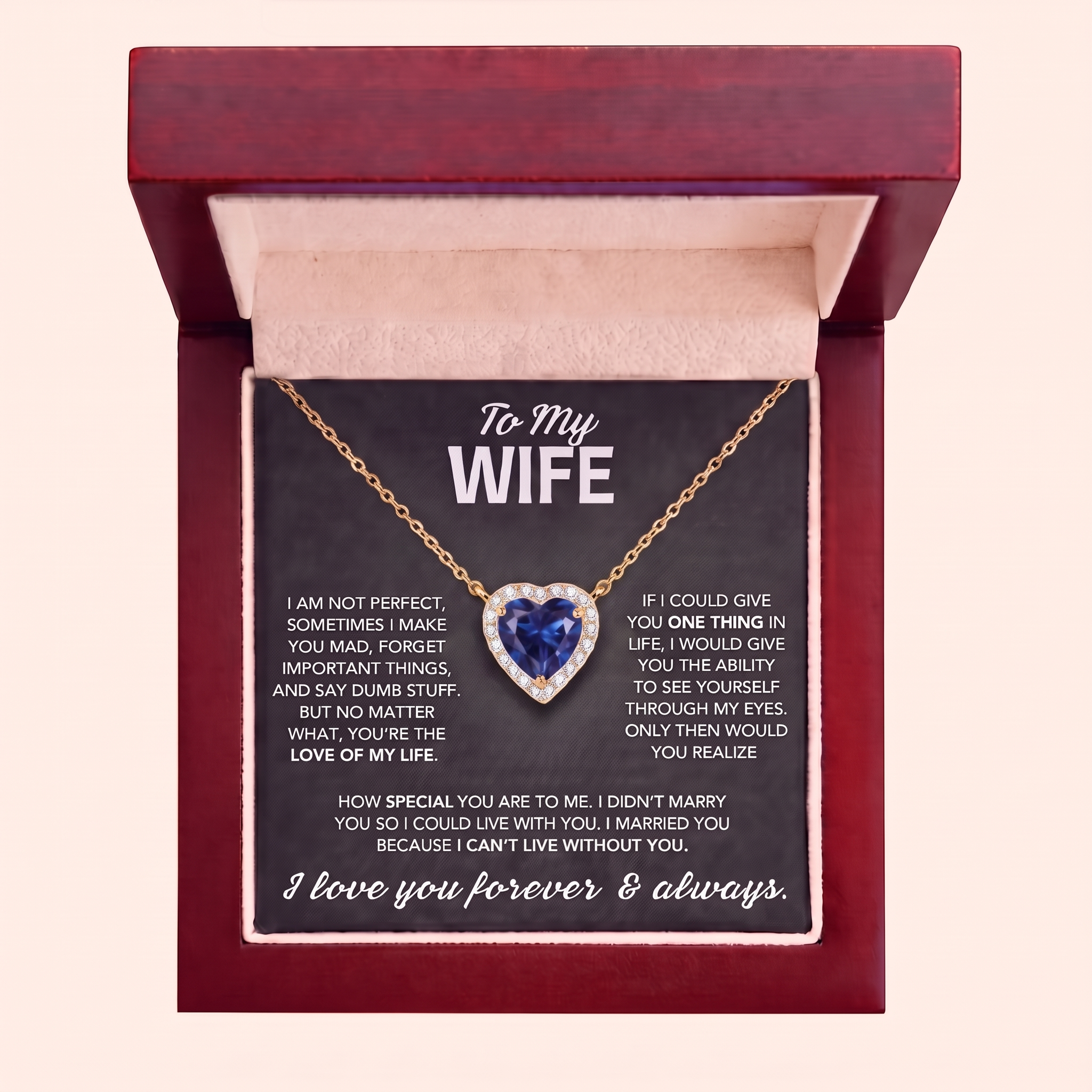 To My Wife – Birthstone Heart Pendant Necklace