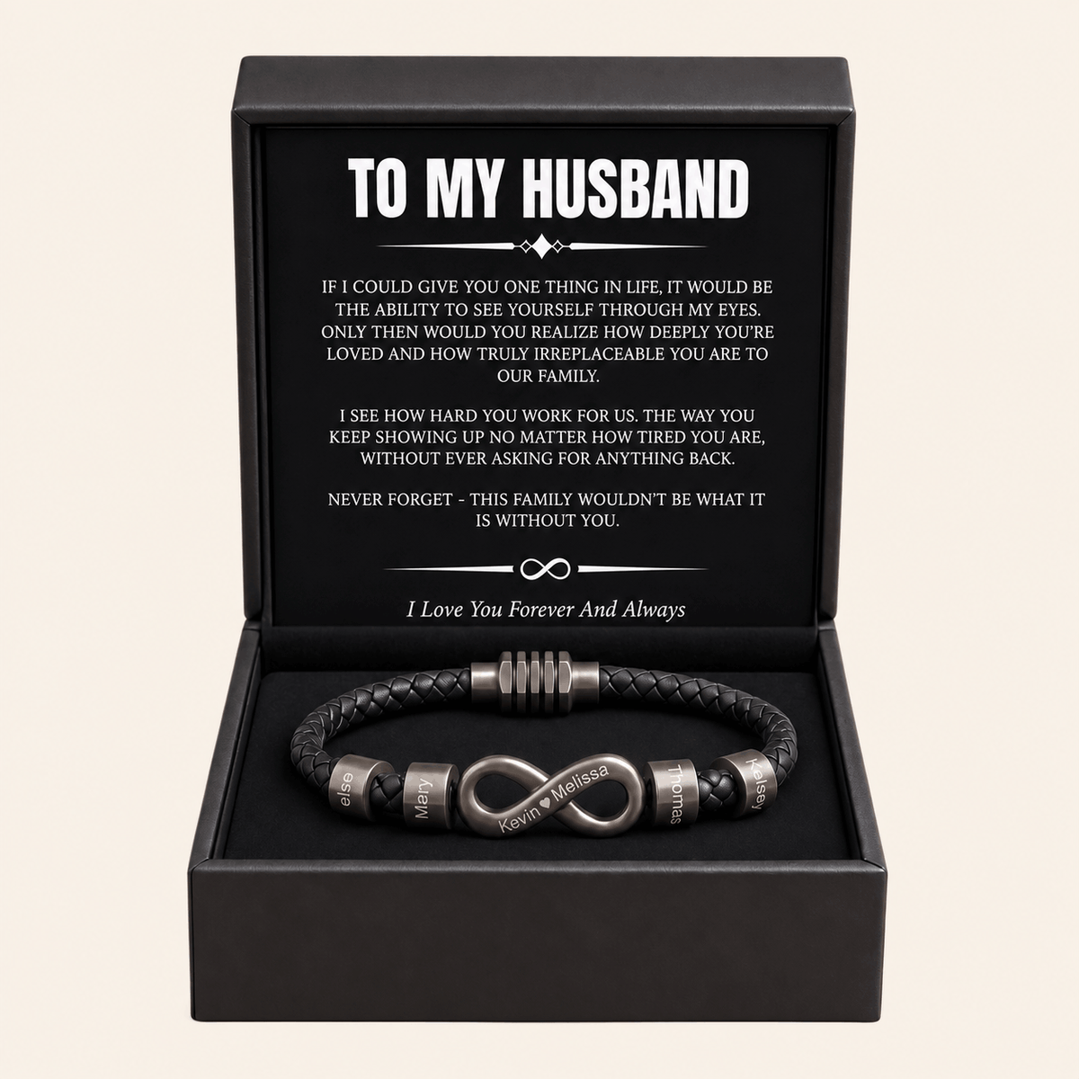 Infinity Name Bracelet - For the Man Who Holds Us Together