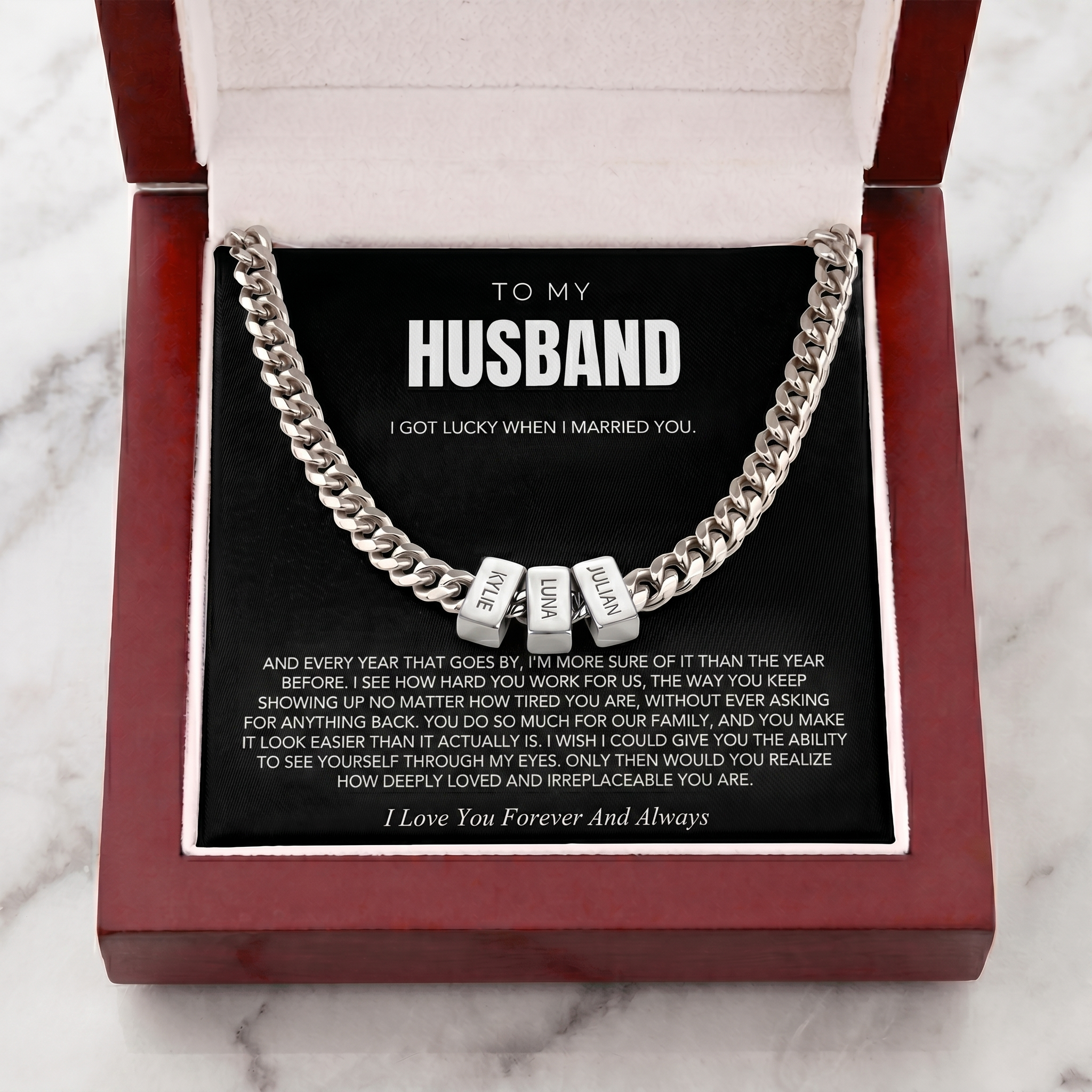 Family Name Necklace - For the Man Who Holds Us Together
