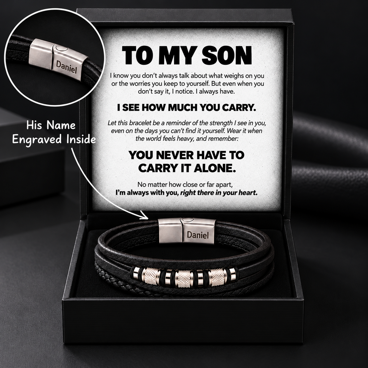 To My Son - Braided Leather Style Bracelet