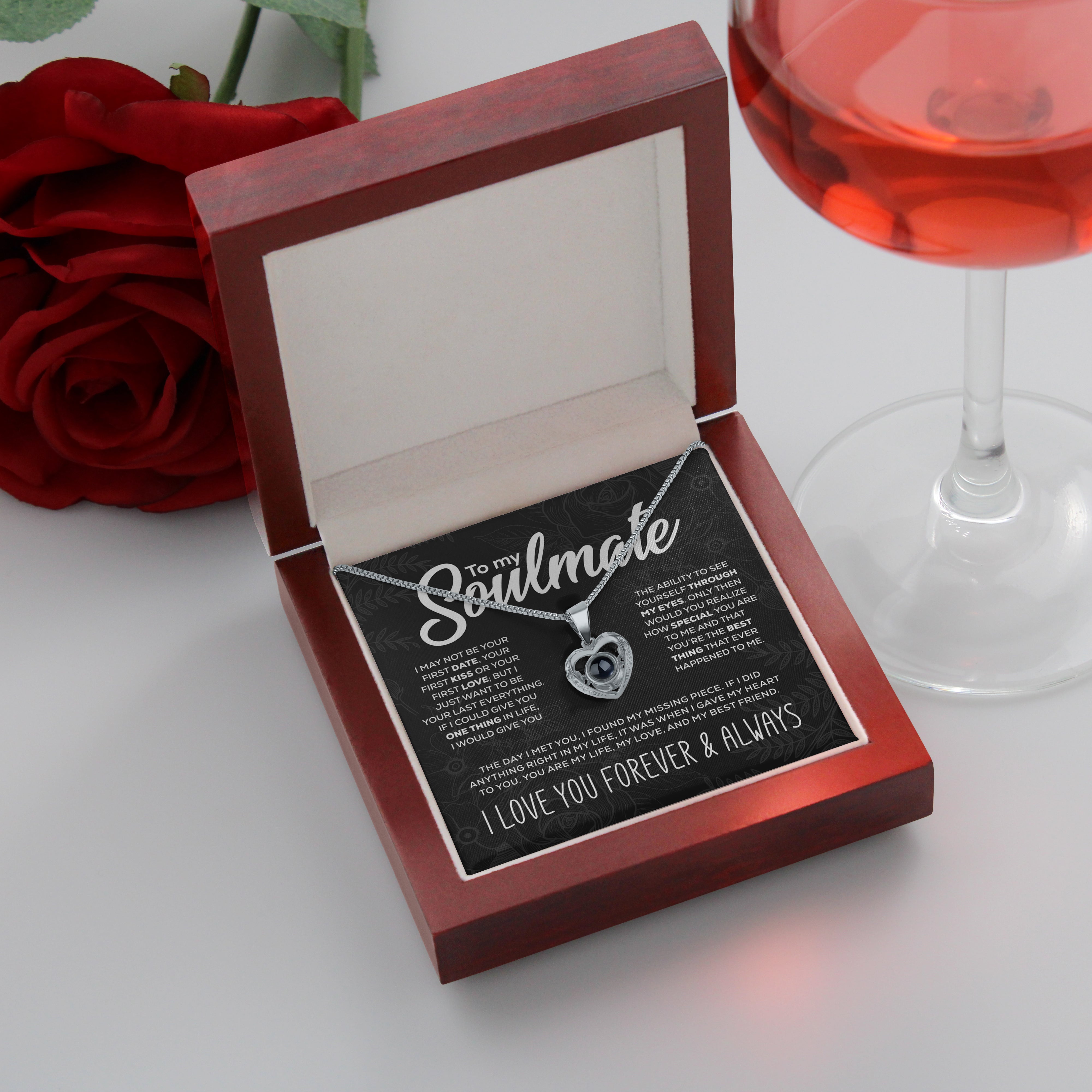 Conjunto de regalo de collar de proyección personalizado de alma gemela