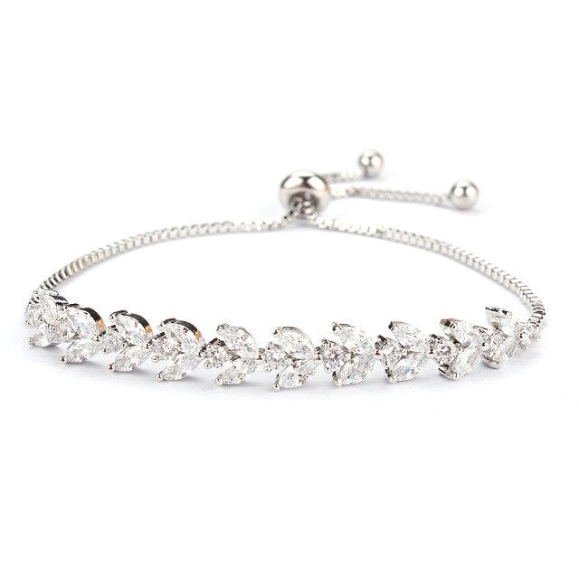 Pulsera de tenis con hojas brillantes - Ajustable