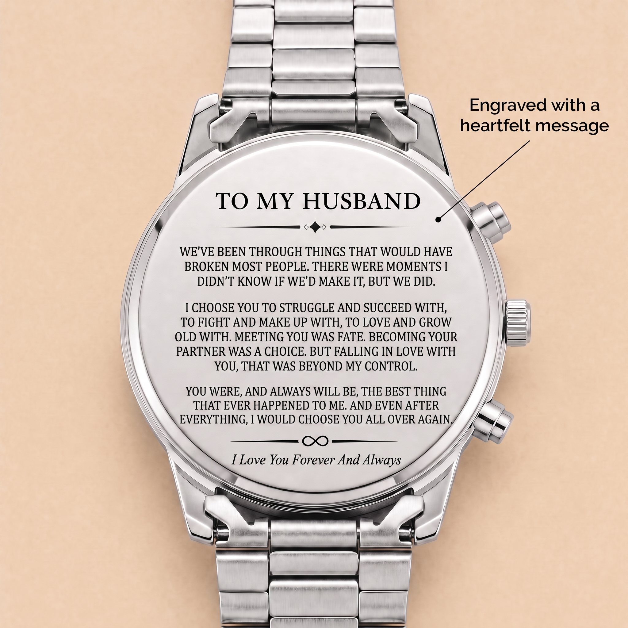 To My Husband - Engraved Stainless Steel Watch