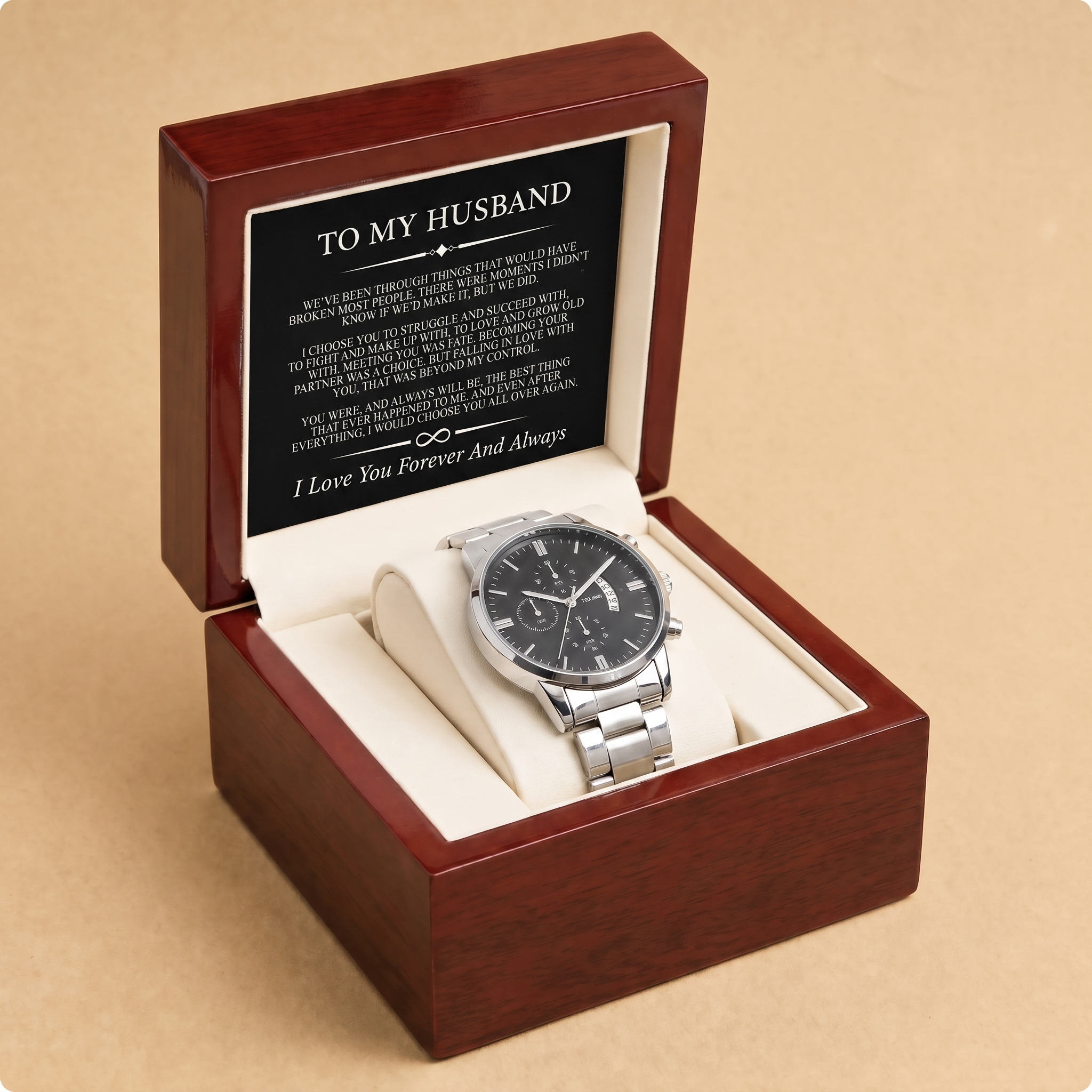 To My Husband - Engraved Stainless Steel Watch