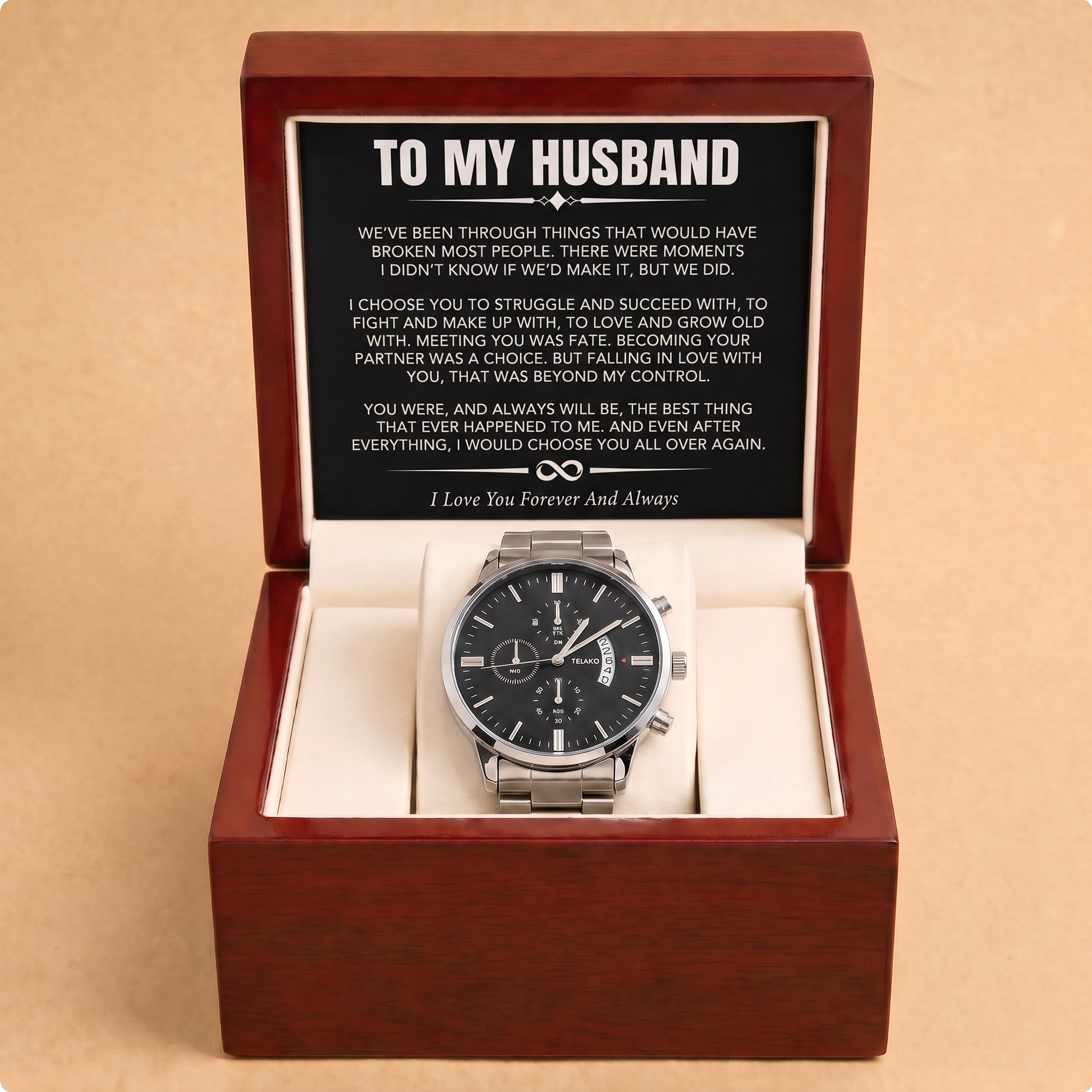 To My Husband - Engraved Stainless Steel Watch