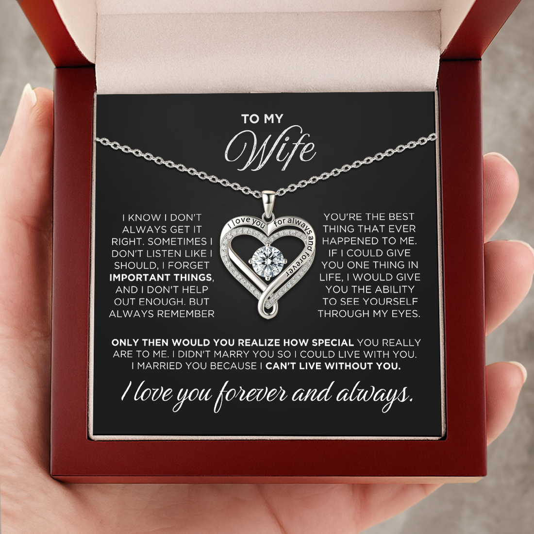 "To My Wife" Infinity Heart Necklace