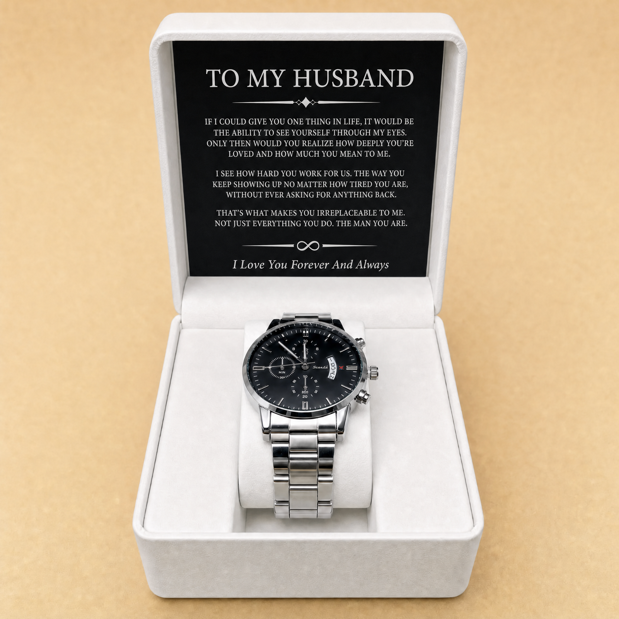 To My Husband - Engraved Stainless Steel Watch