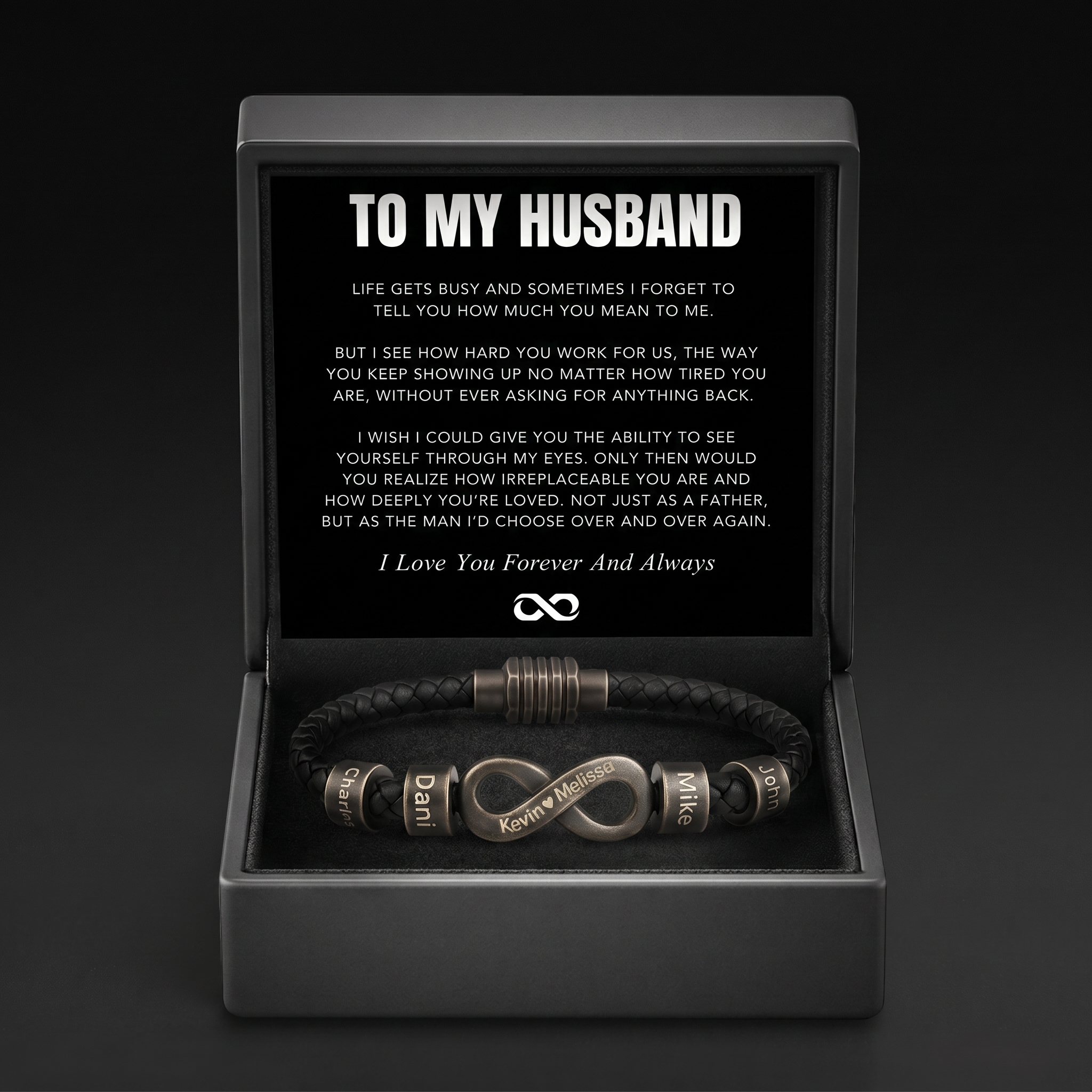 Infinity Name Bracelet - For the Man Who Holds Us Together