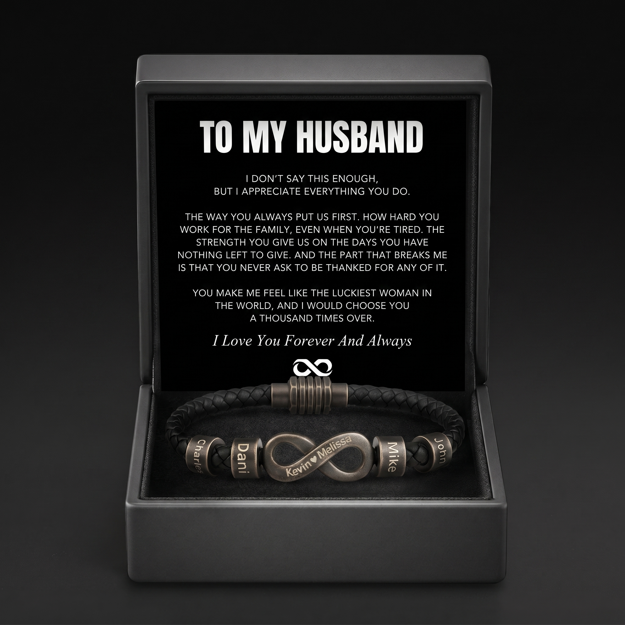 Infinity Name Bracelet - For the Man Who Holds Us Together