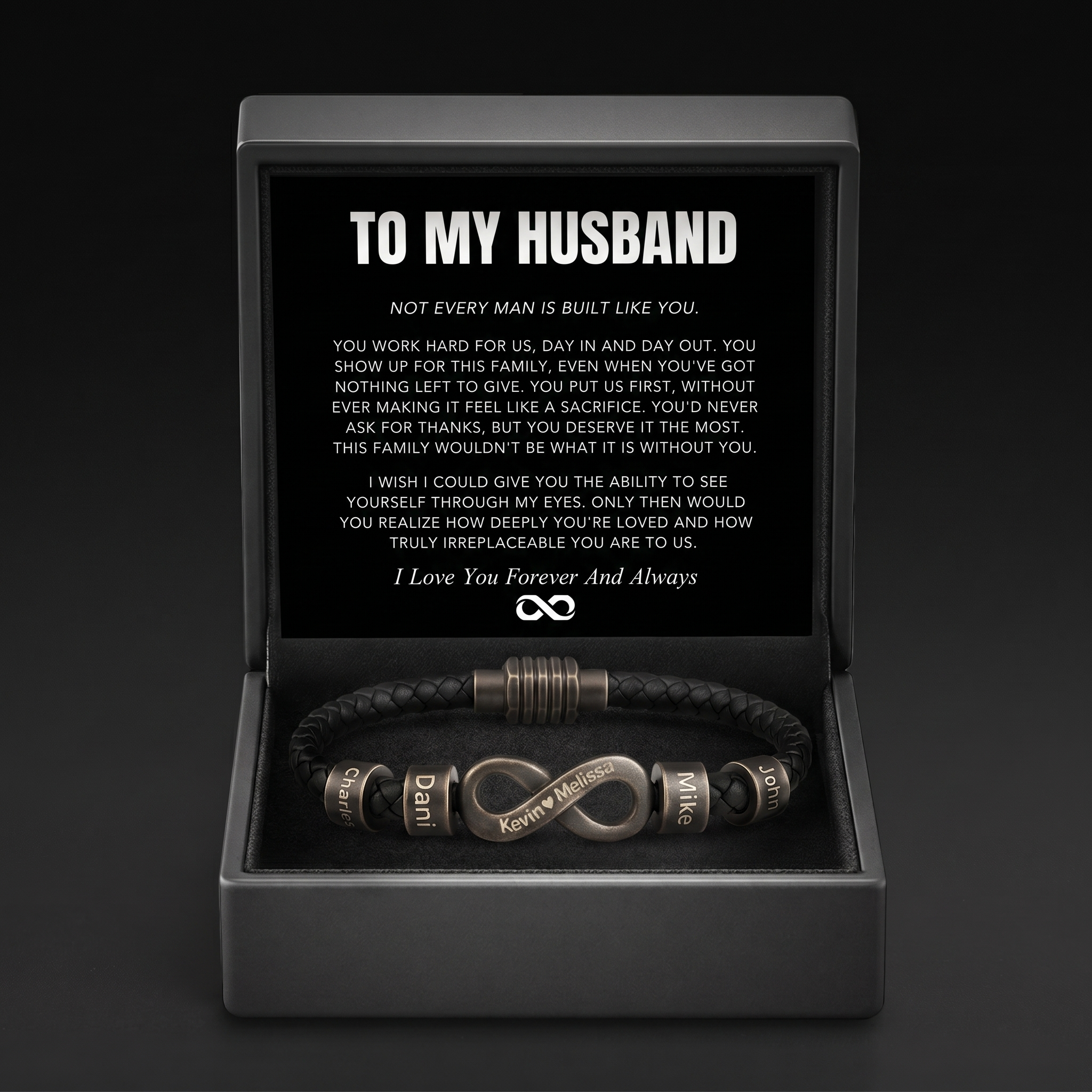 Infinity Name Bracelet - For the Man Who Holds Us Together