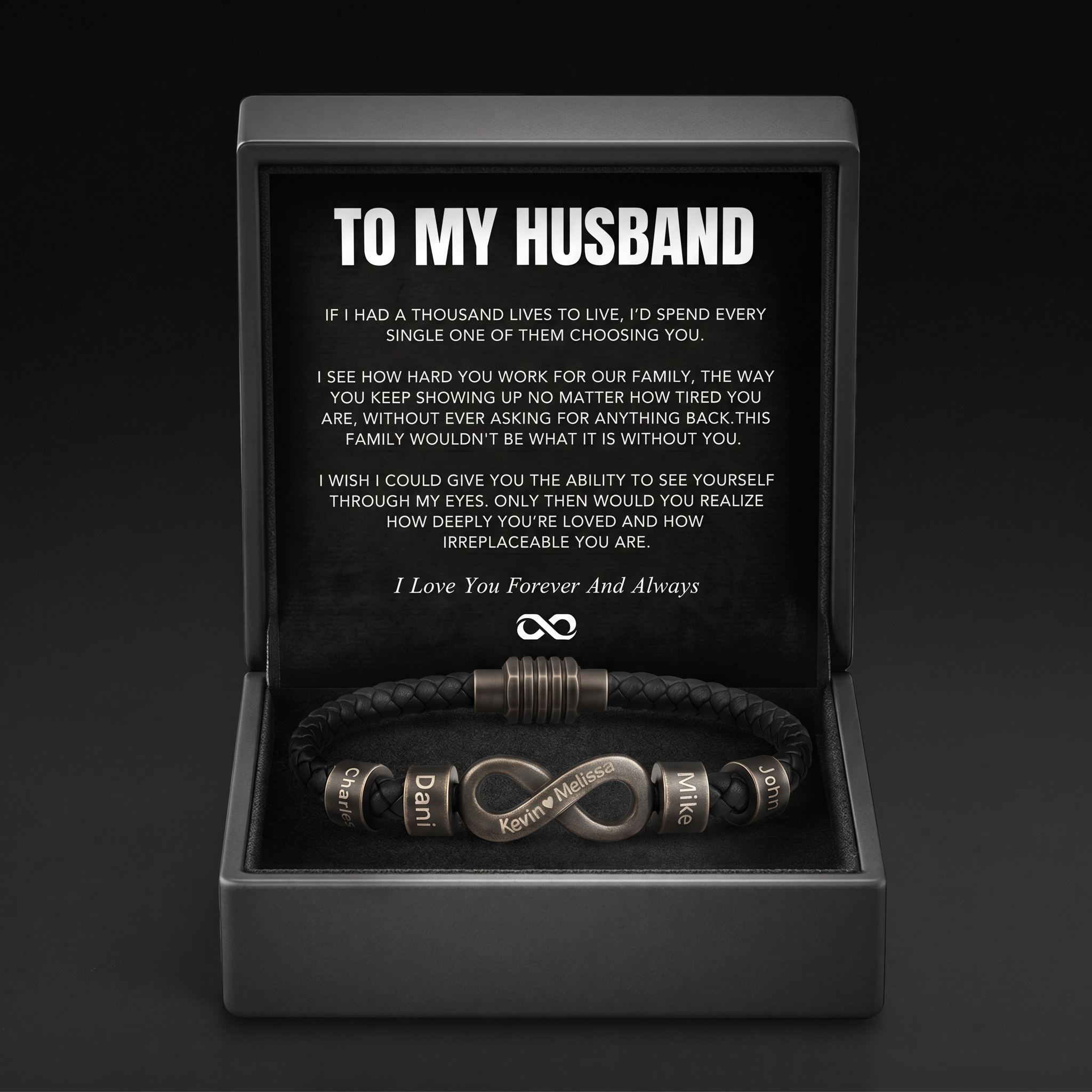 Infinity Name Bracelet - For the Man Who Holds Us Together