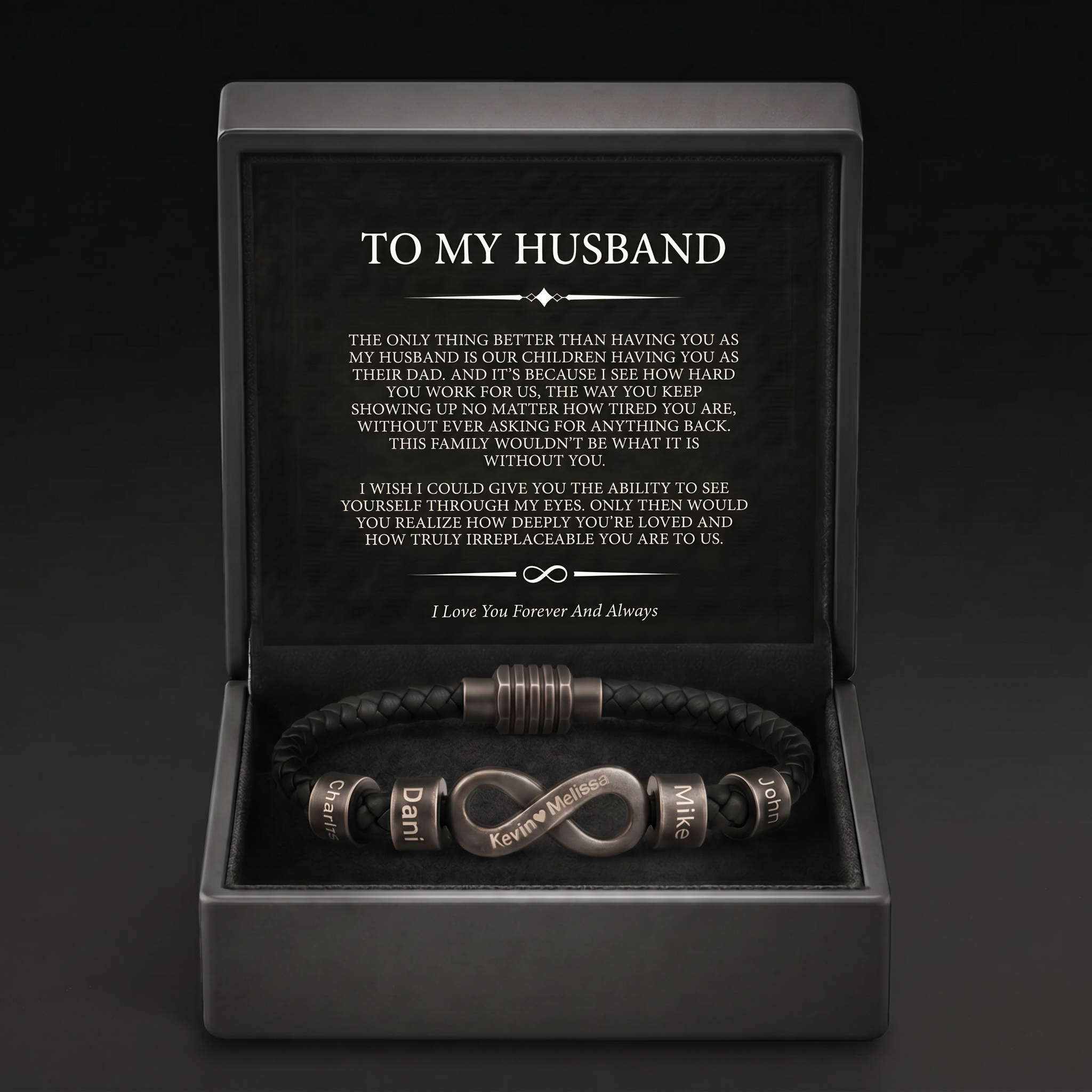 Infinity Name Bracelet - For the Man Who Holds Us Together