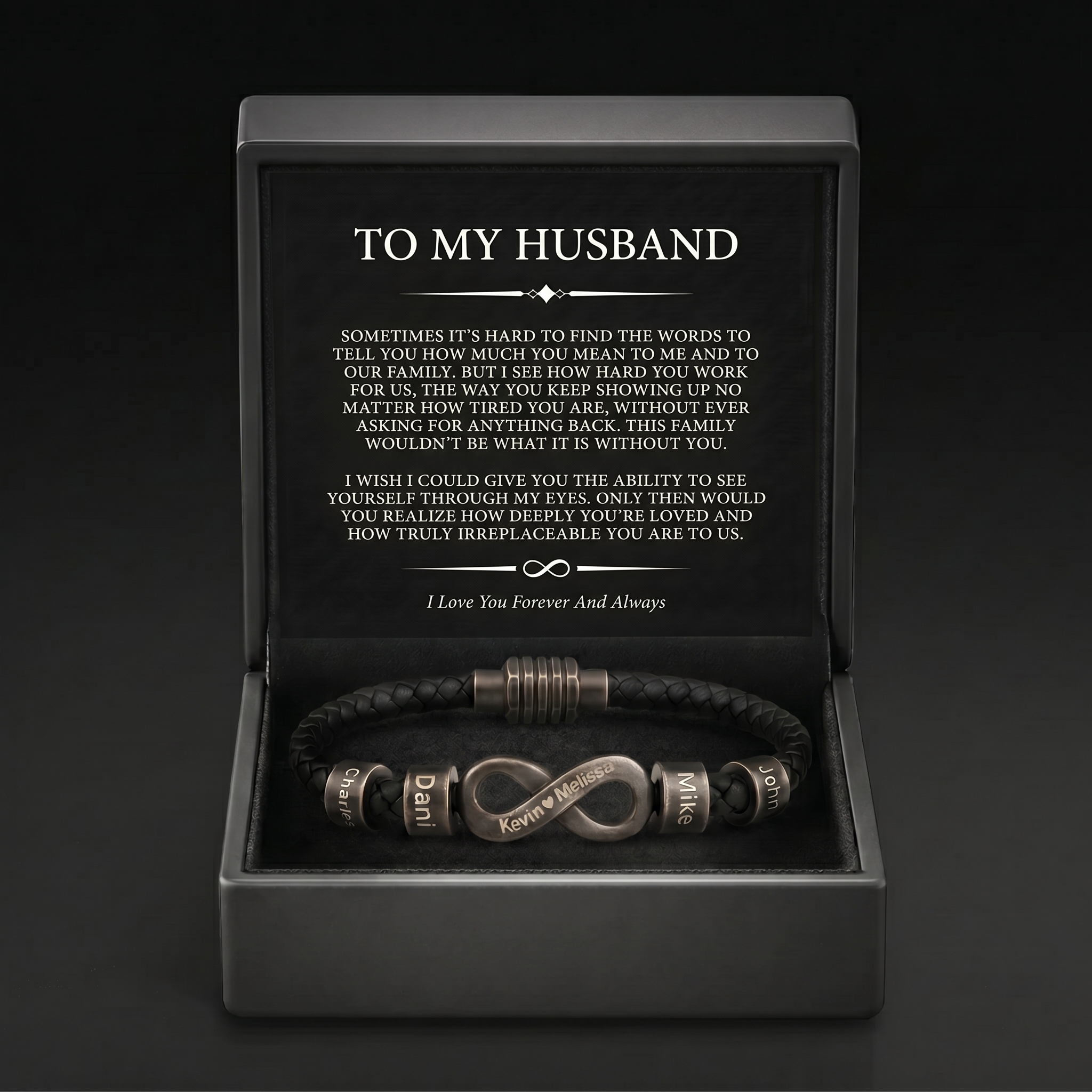 Infinity Name Bracelet - For the Man Who Holds Us Together