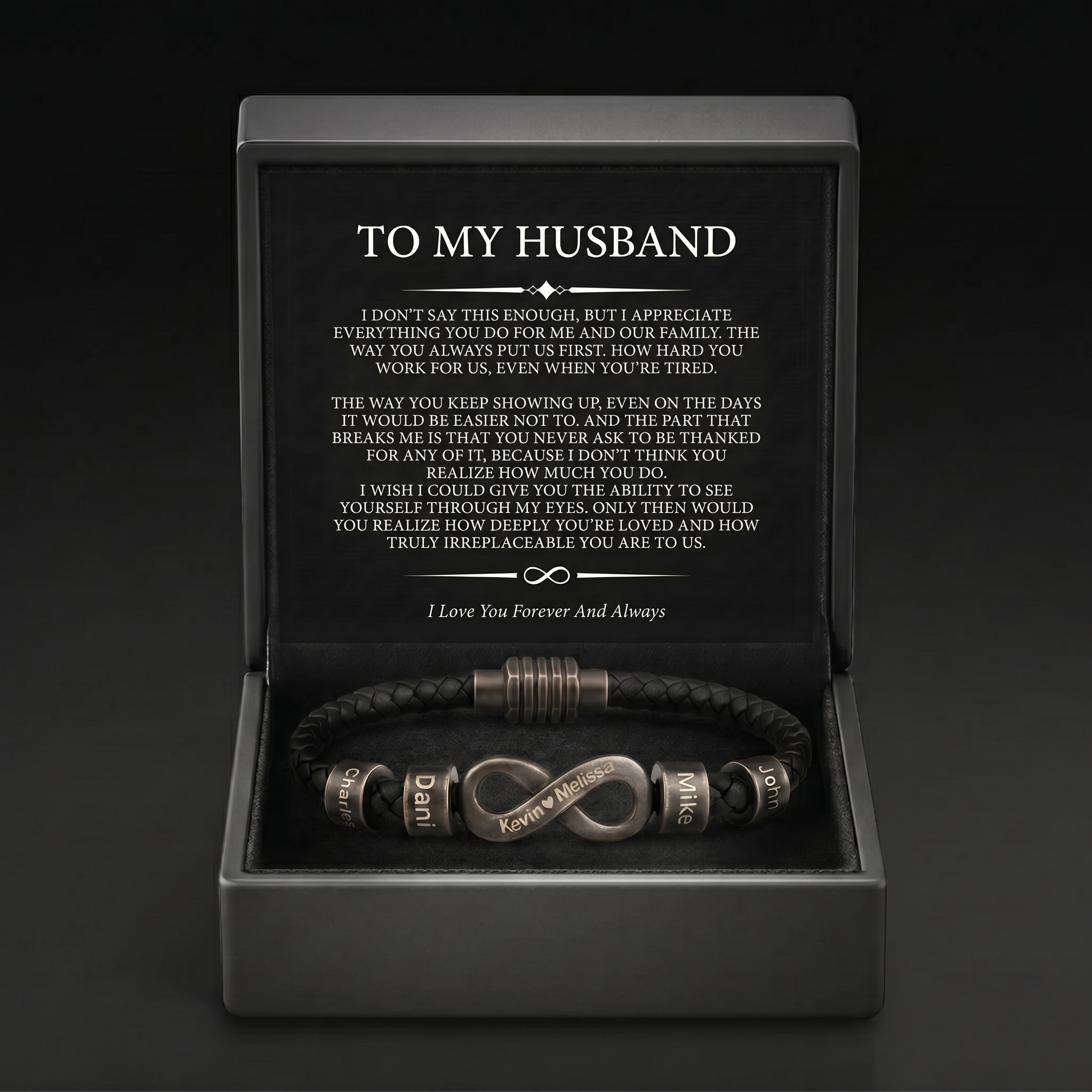 Infinity Name Bracelet - For the Man Who Holds Us Together