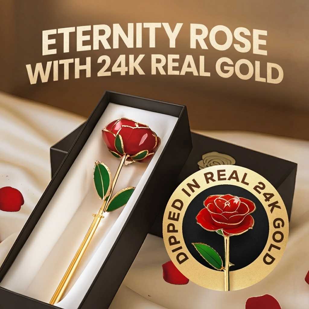Rosa de la eternidad en oro de 24 quilates