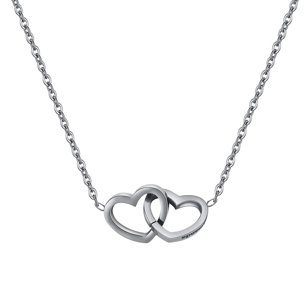 Collar de corazones entrelazados con caja Forever Rose blanca