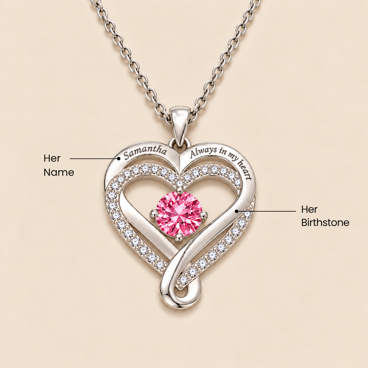"To My Daughter" Birthstone Heart Necklace
