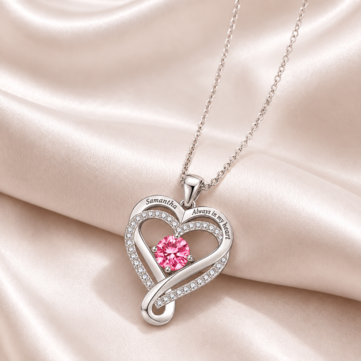 "To My Daughter" Birthstone Heart Necklace