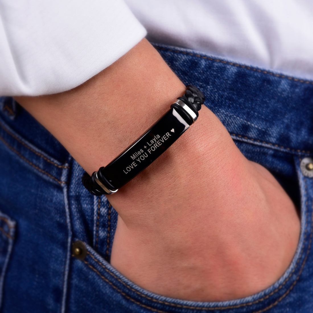 Juego de regalo de pulsera personalizada "Te amo por siempre"
