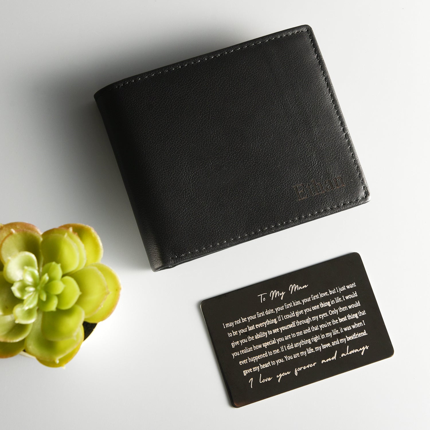 Set de regalo con tarjeta y billetera personalizada "Tu último todo" 