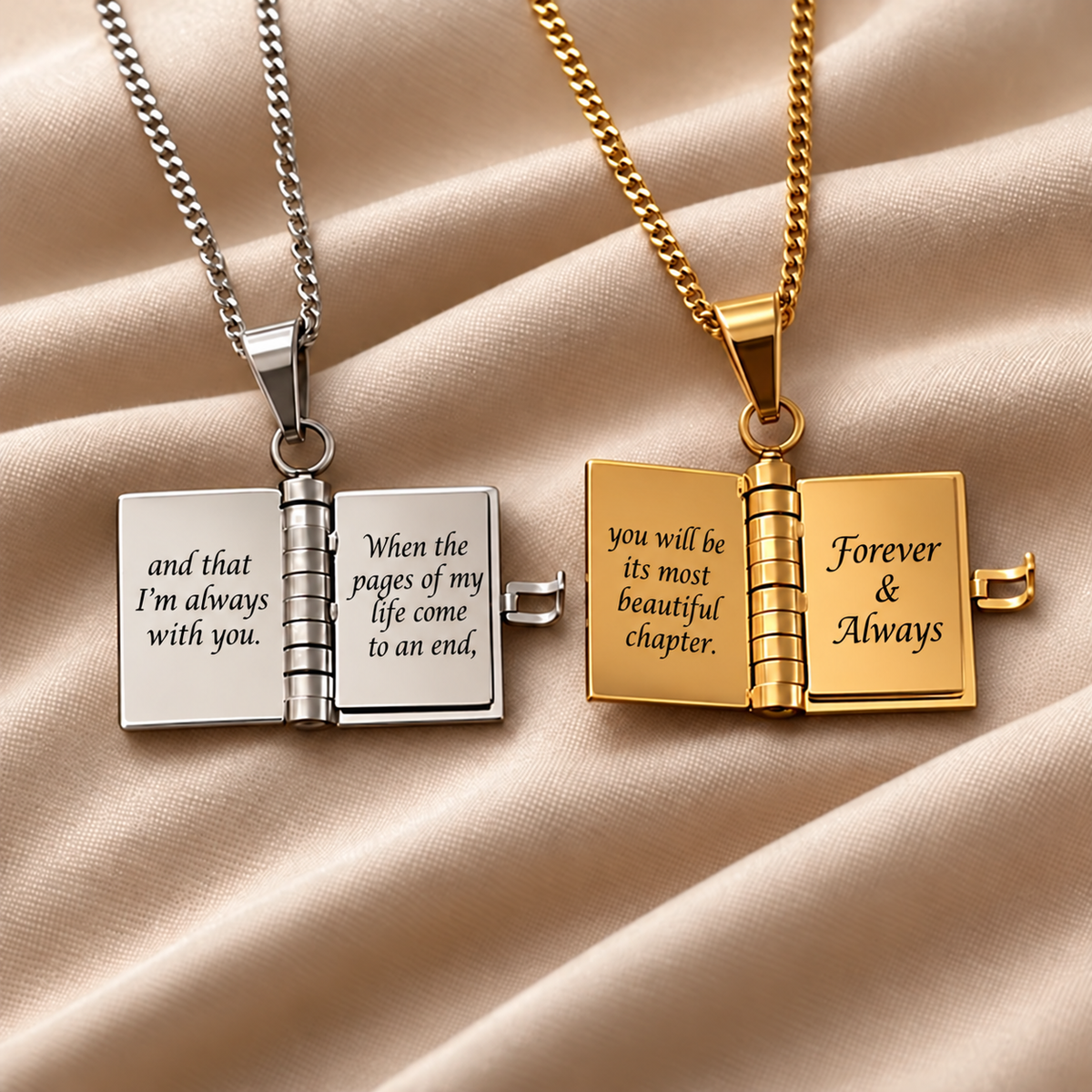 "To My Granddaughter" Engraved Book Necklace