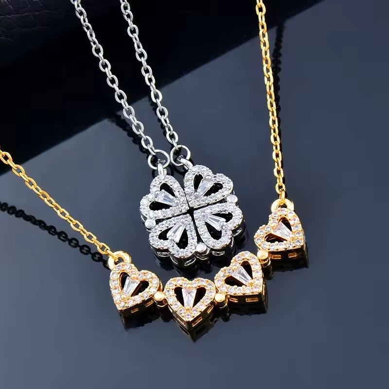 Collar de trébol de cuatro hojas "Lucky Charm" para hija y caja de regalo Forever Rose