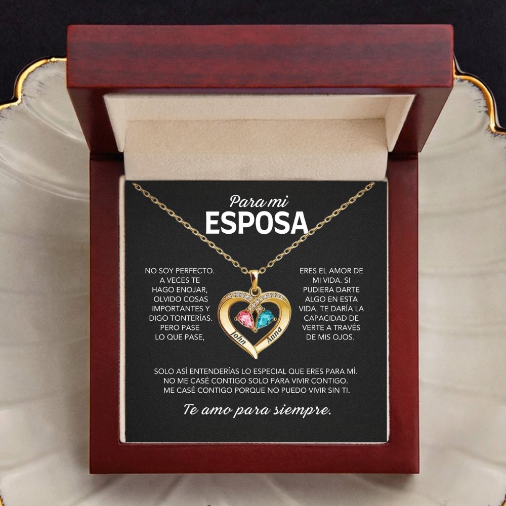 Siempre Tuya – Collar de Corazón con Piedra de Nacimiento