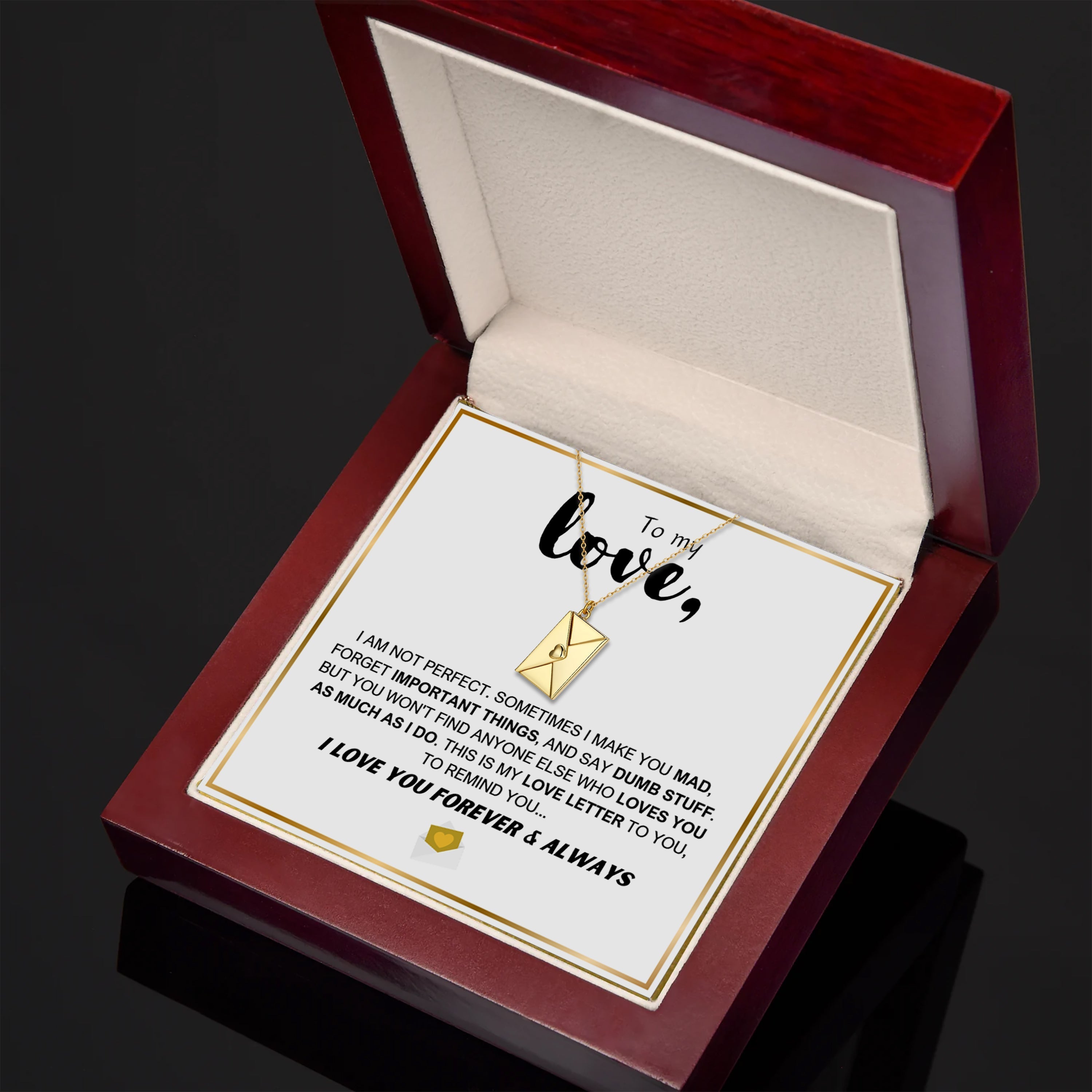 Collar con carta de amor: caja de regalo con luces LED de primera calidad 