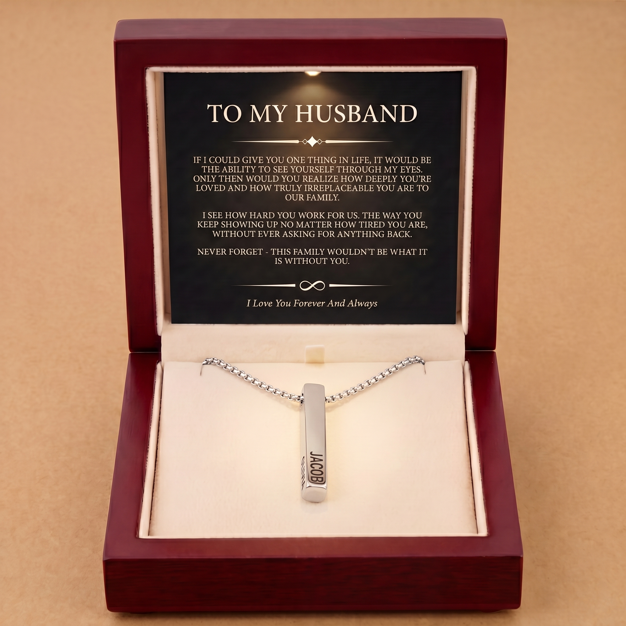 To My Husband - Personalized Hexagon Necklace