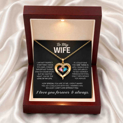 To My Wife – Birthstone Heart Necklace