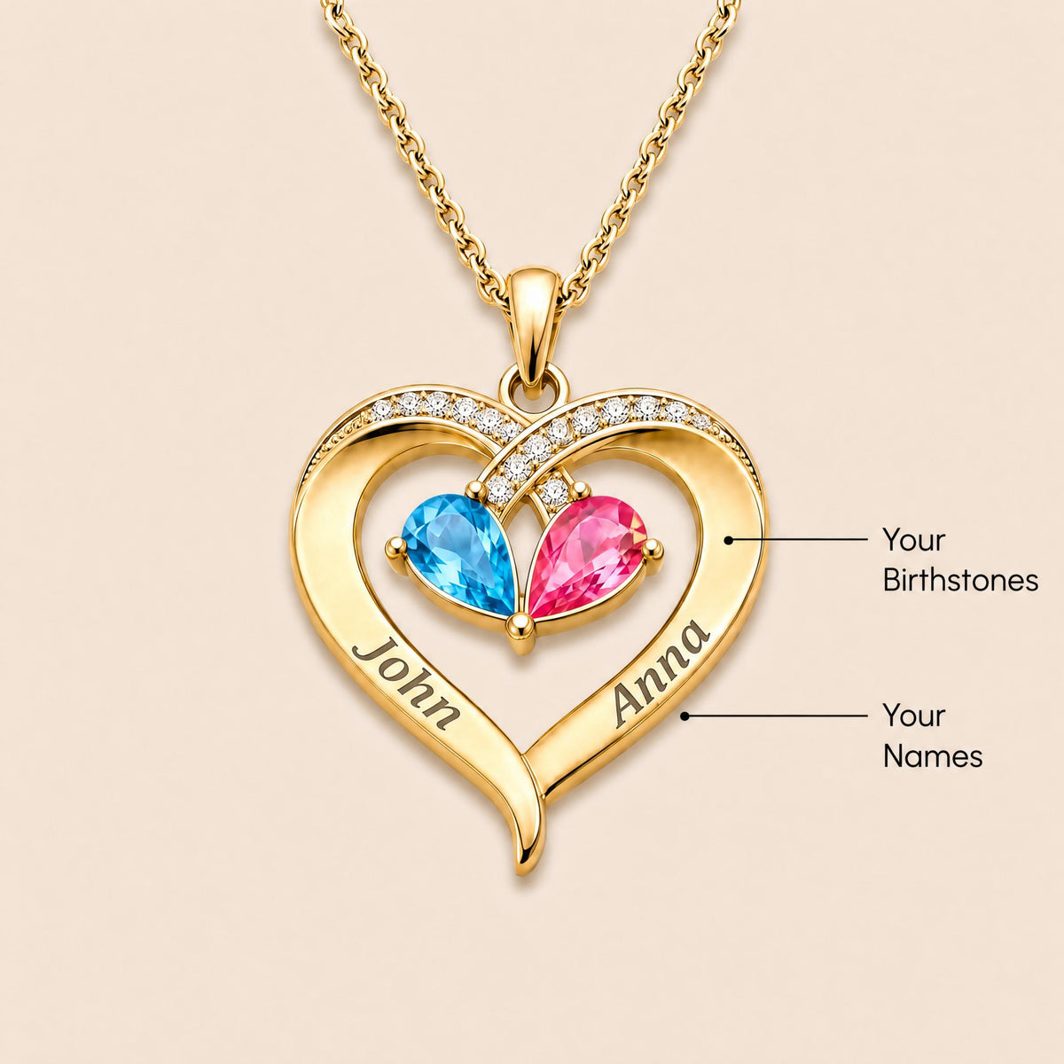 Always Yours – Birthstone Heart Necklace