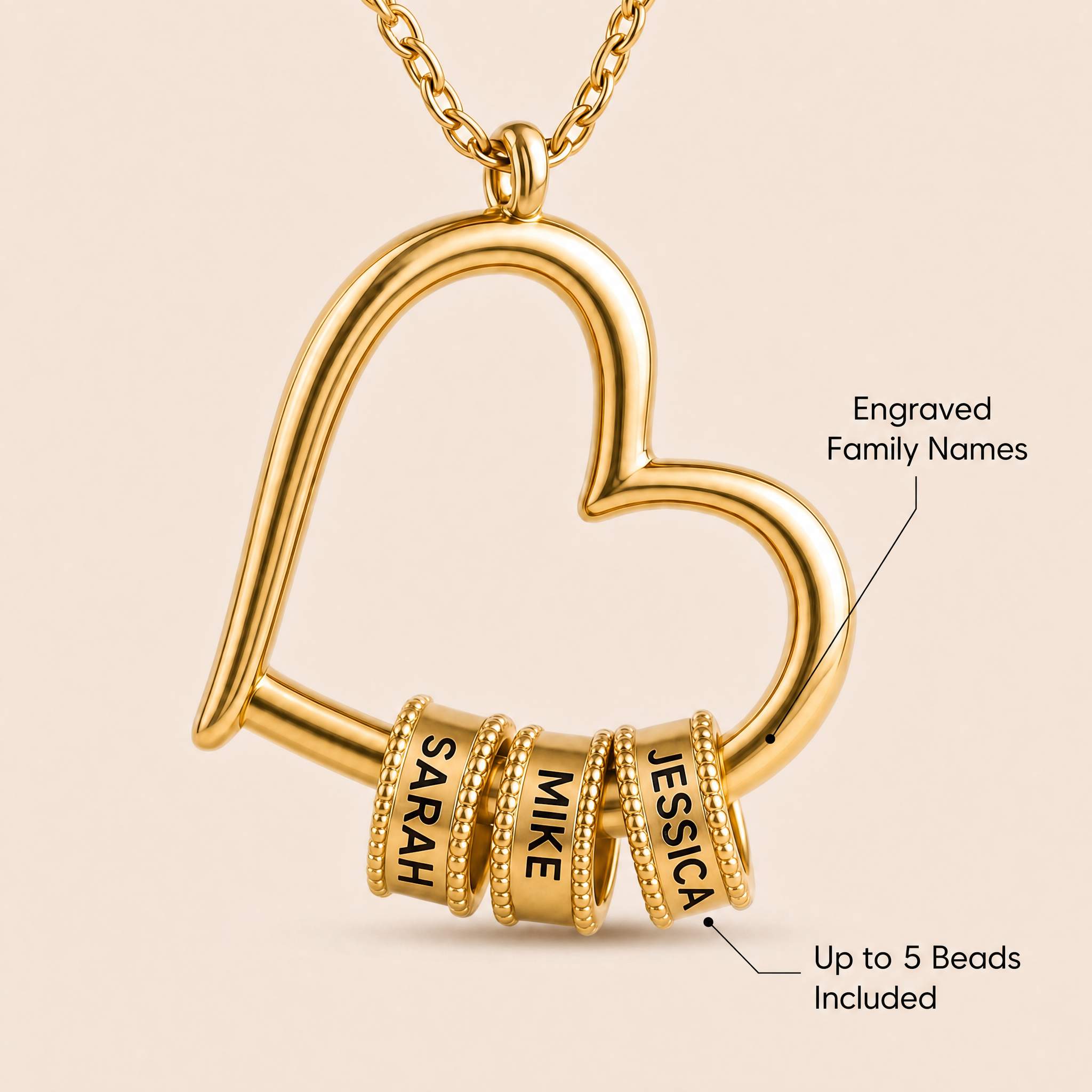 "The Heart of Our Family" - Customized Heart Necklace
