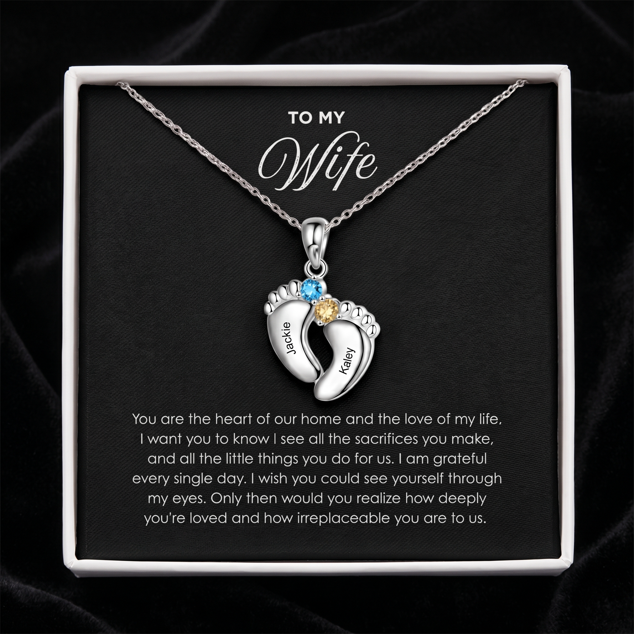 "Our Little Footprints" - Custom Name Baby Feet Necklace