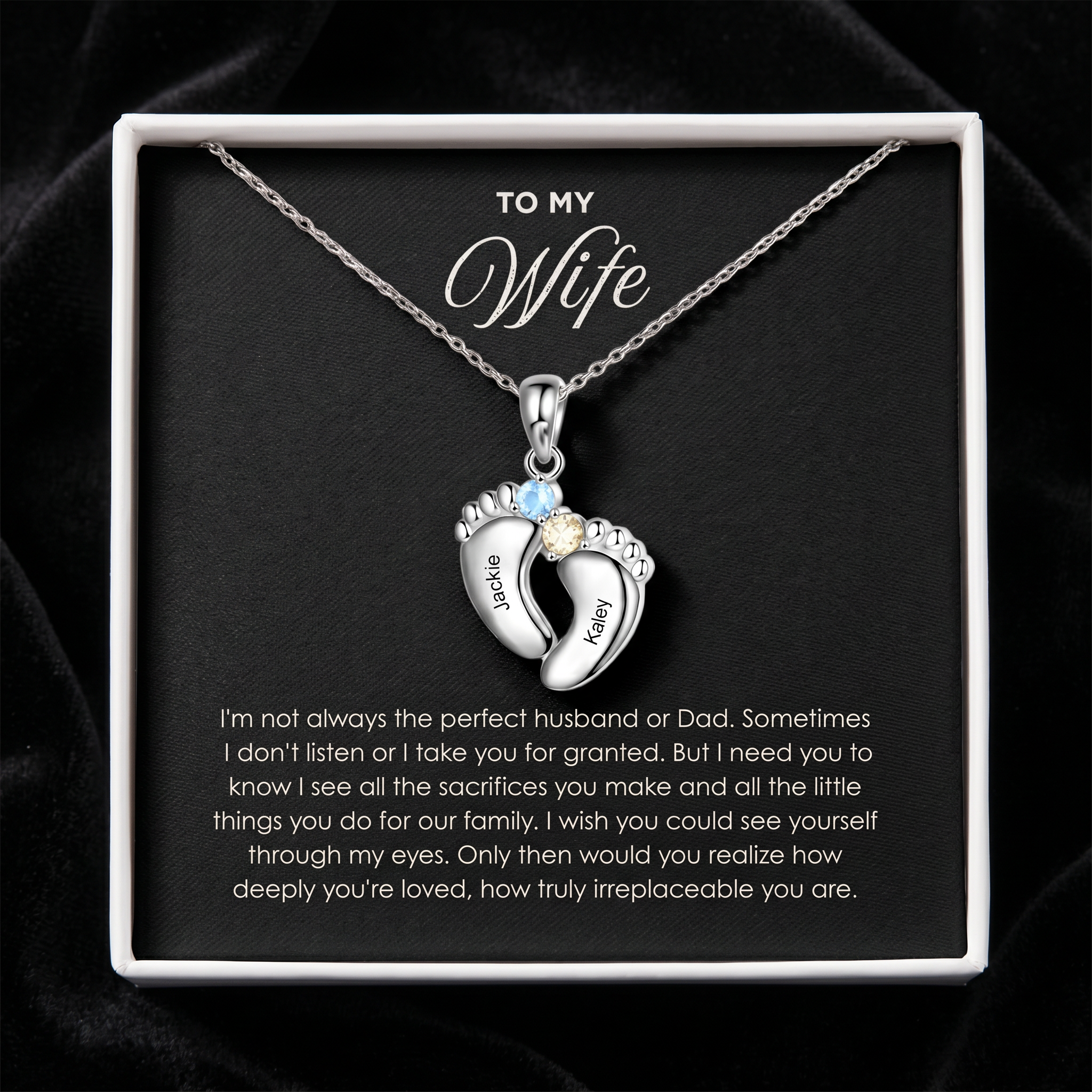 "Our Little Footprints" - Custom Name Baby Feet Necklace