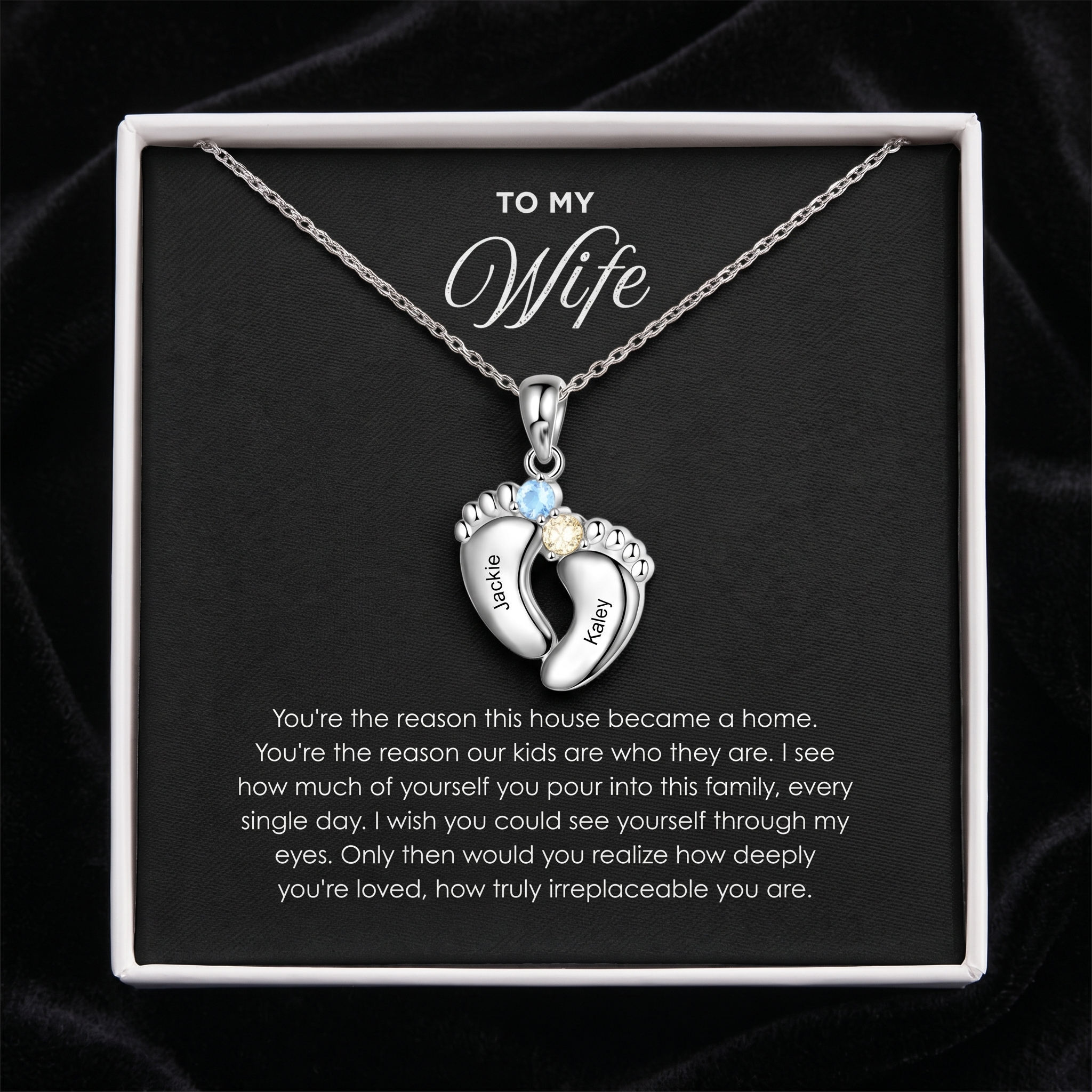 "Our Little Footprints" - Custom Name Baby Feet Necklace