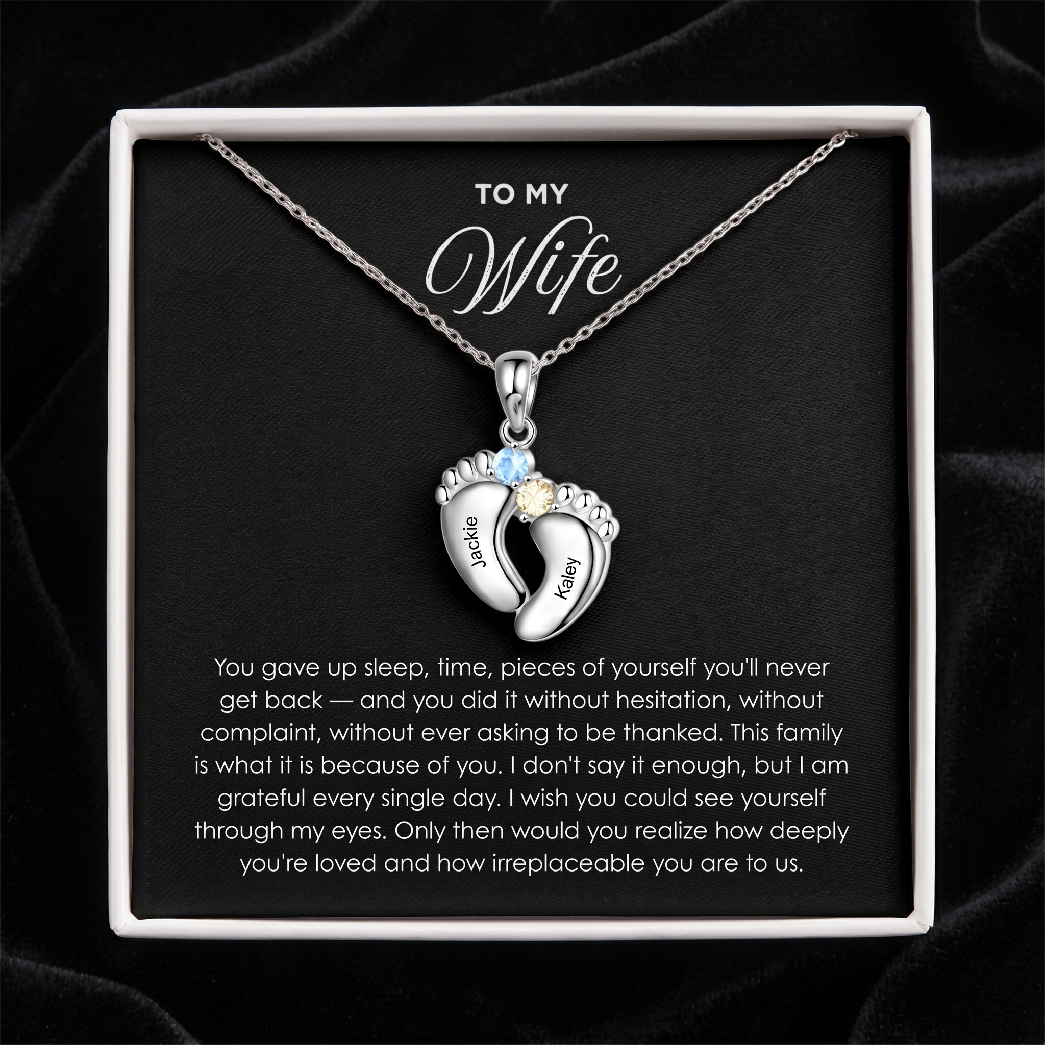 "Our Little Footprints" - Custom Name Baby Feet Necklace