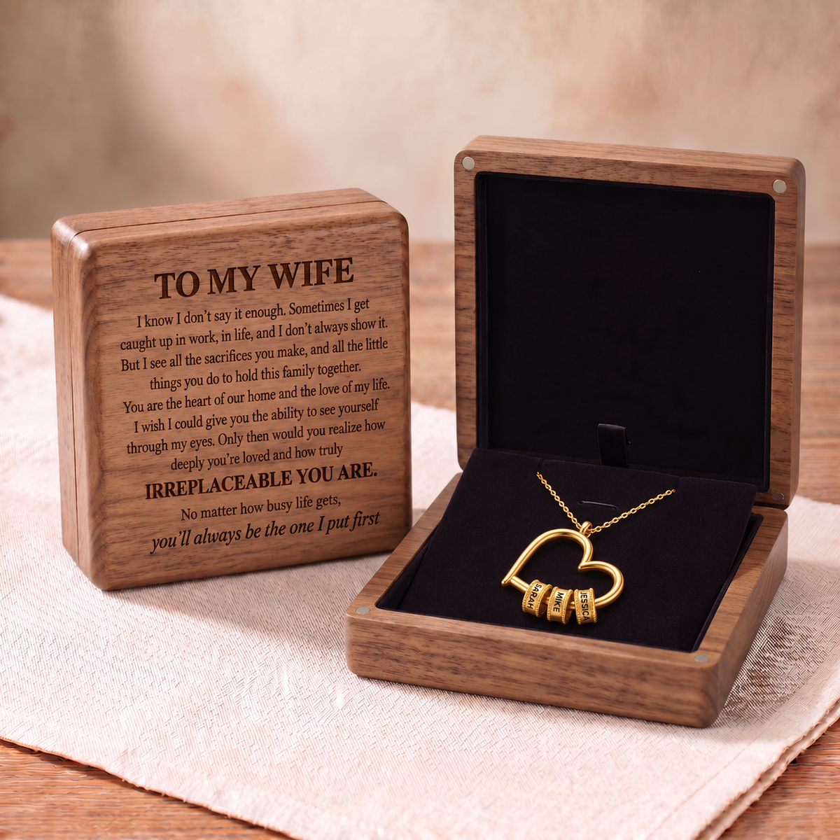 "The Heart of Our Family" - Customized Heart Necklace
