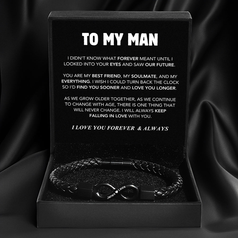 "Para mi hombre": pulsera personalizada de amor infinito 