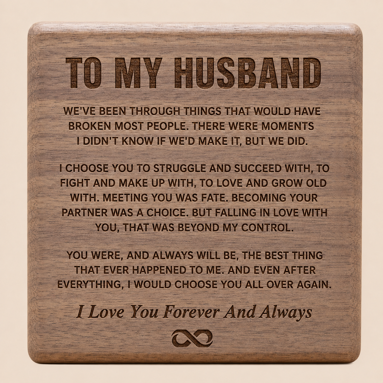 "To My Husband" - Infinity Personalized Bracelet & Engraved Walnut Box