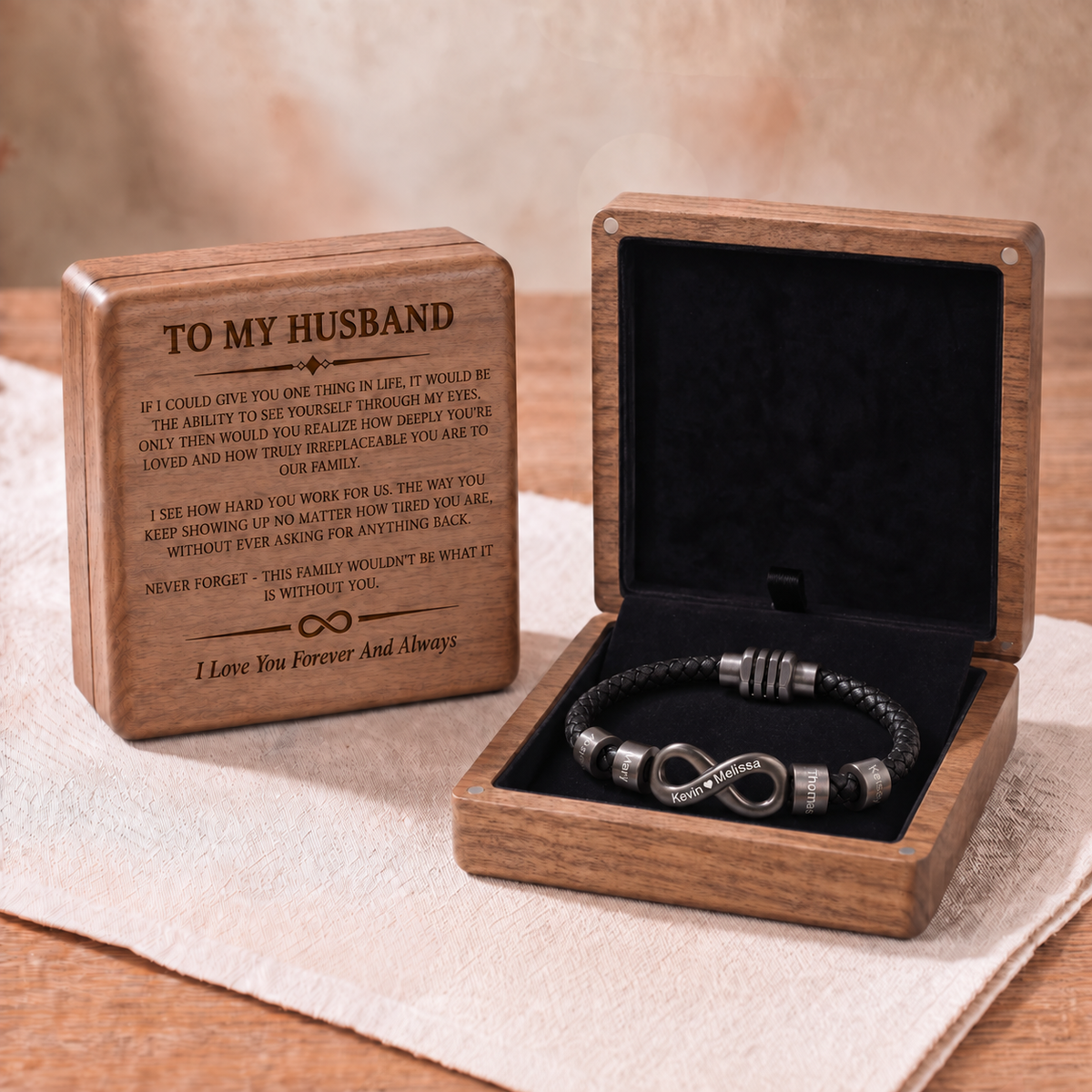 Infinity Name Bracelet - For the Man Who Holds Us Together