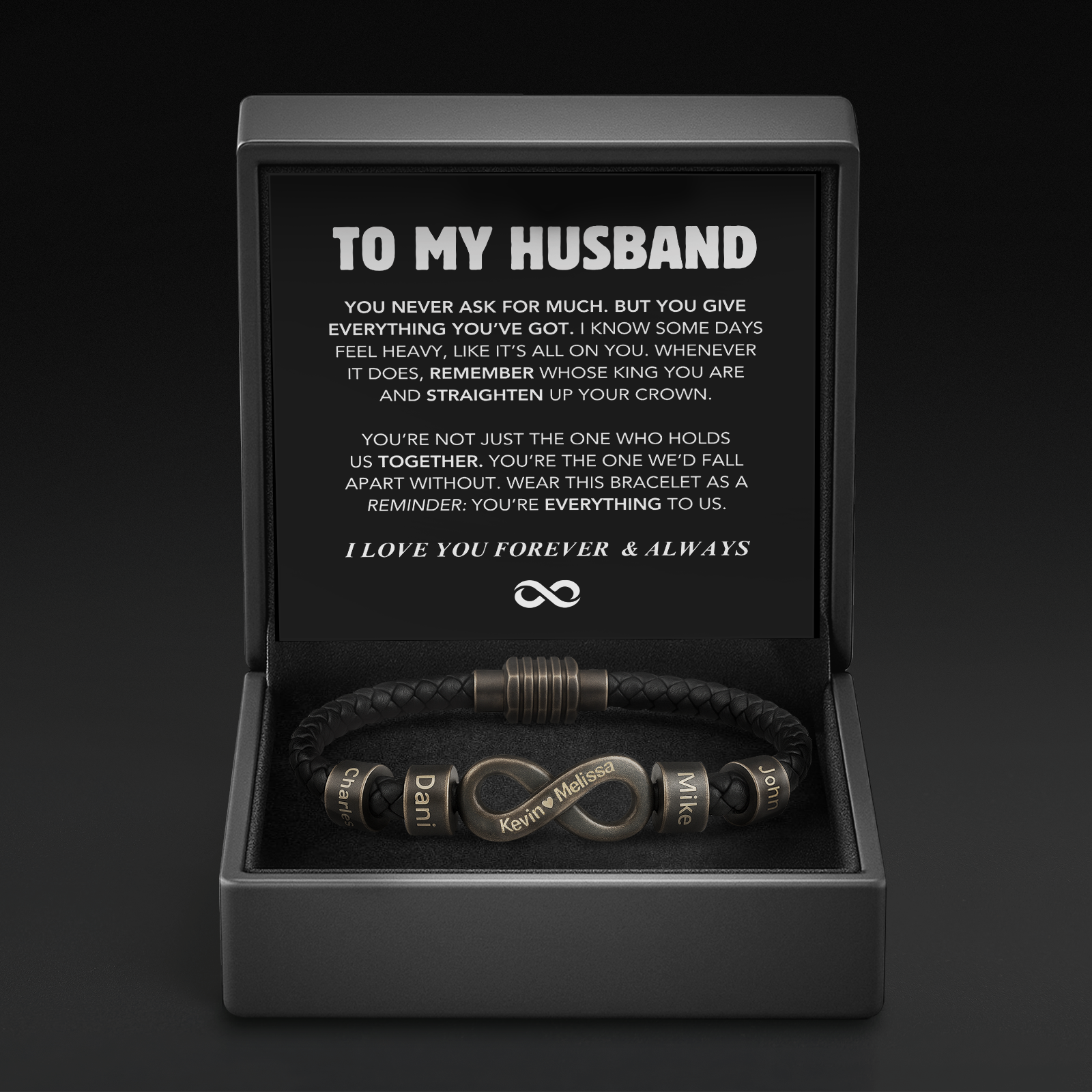 Infinity Name Bracelet - For the Man Who Holds Us Together