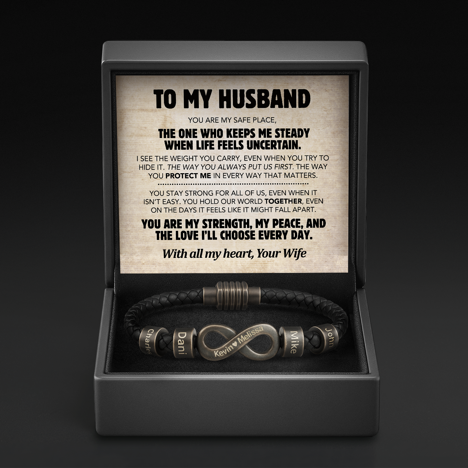 Infinity Name Bracelet - For the Man Who Holds Us Together