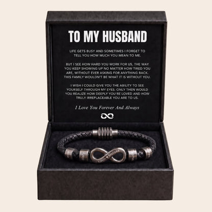 Infinity Name Bracelet - For the Man Who Holds Us Together