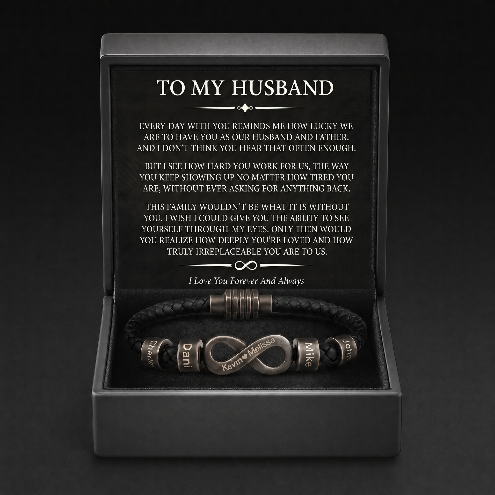 Infinity Name Bracelet - For the Man Who Holds Us Together