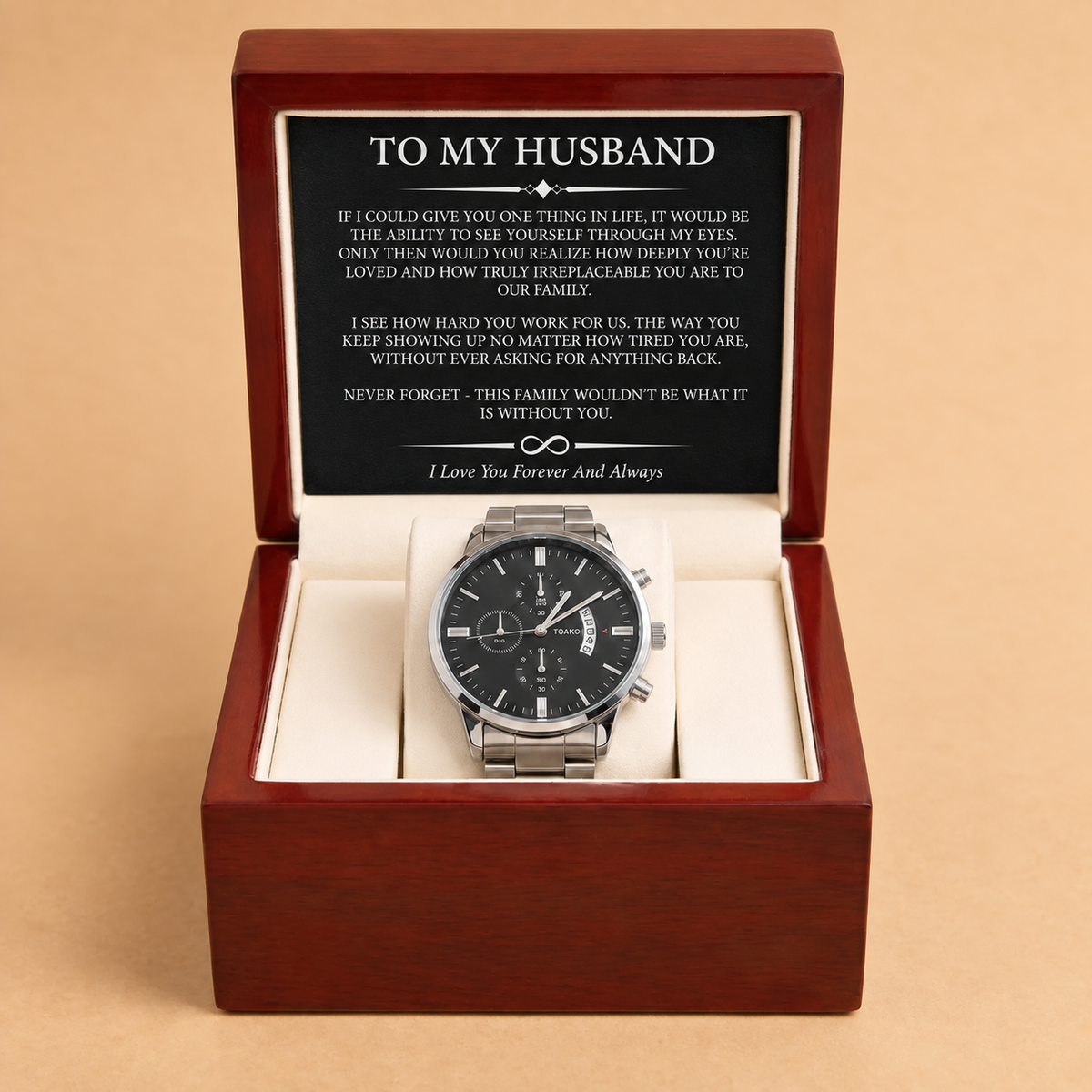 To My Husband - Engraved Stainless Steel Watch