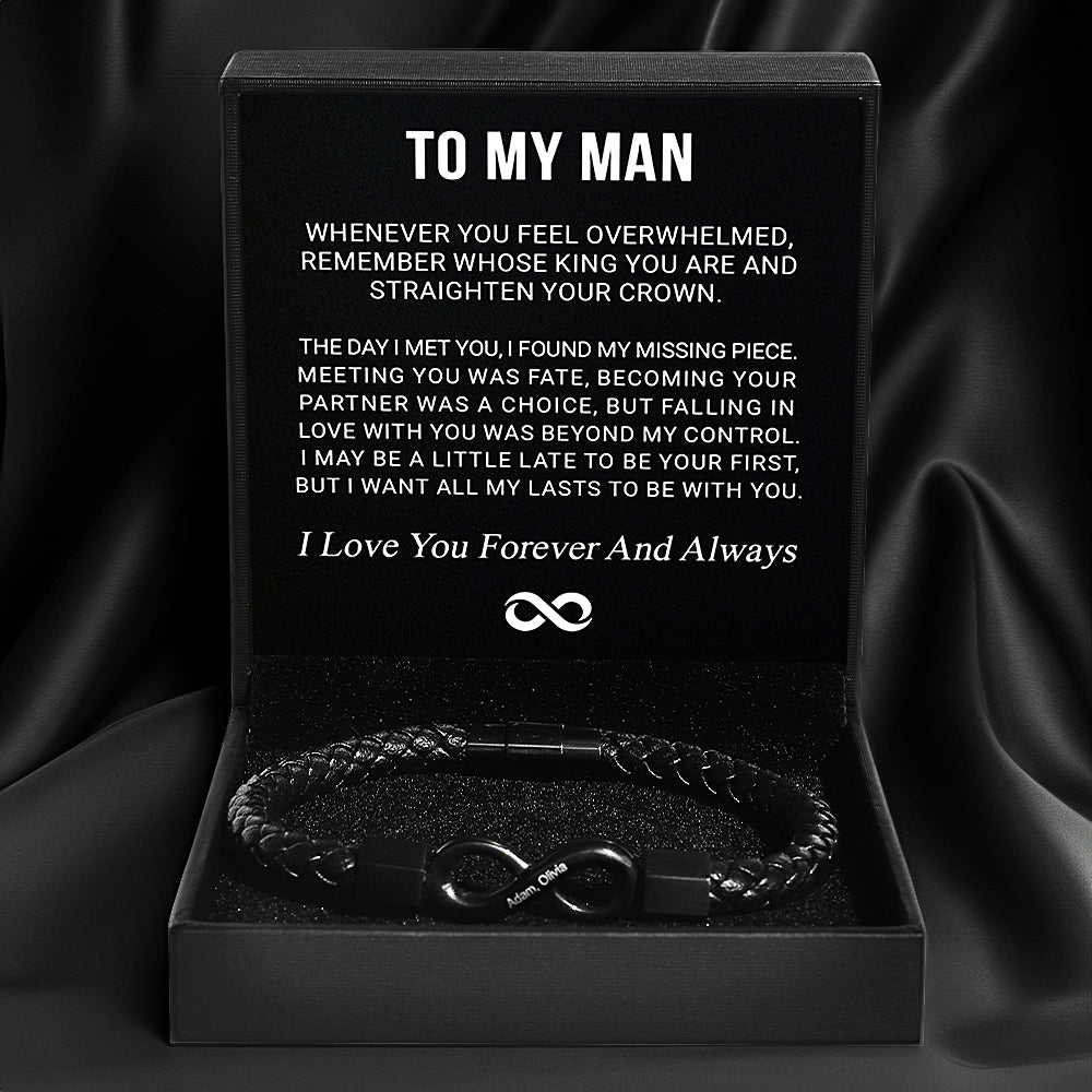 "Para mi hombre": pulsera personalizada con el infinito 