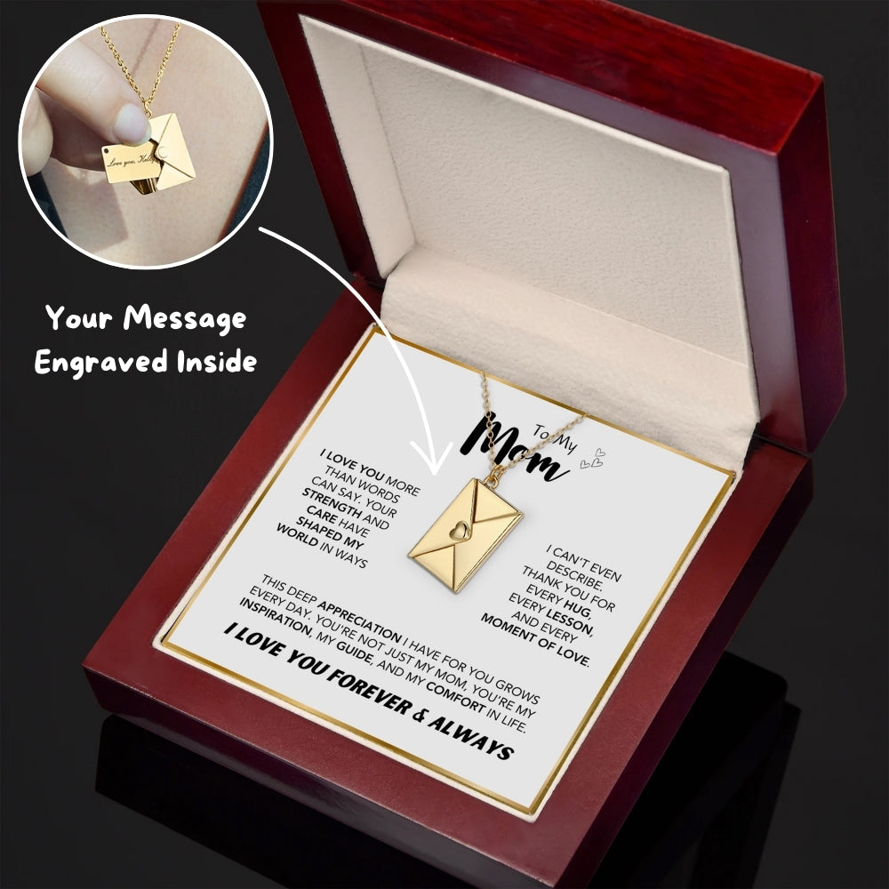 Collar con carta de amor de madre: set de regalo con caja LED
