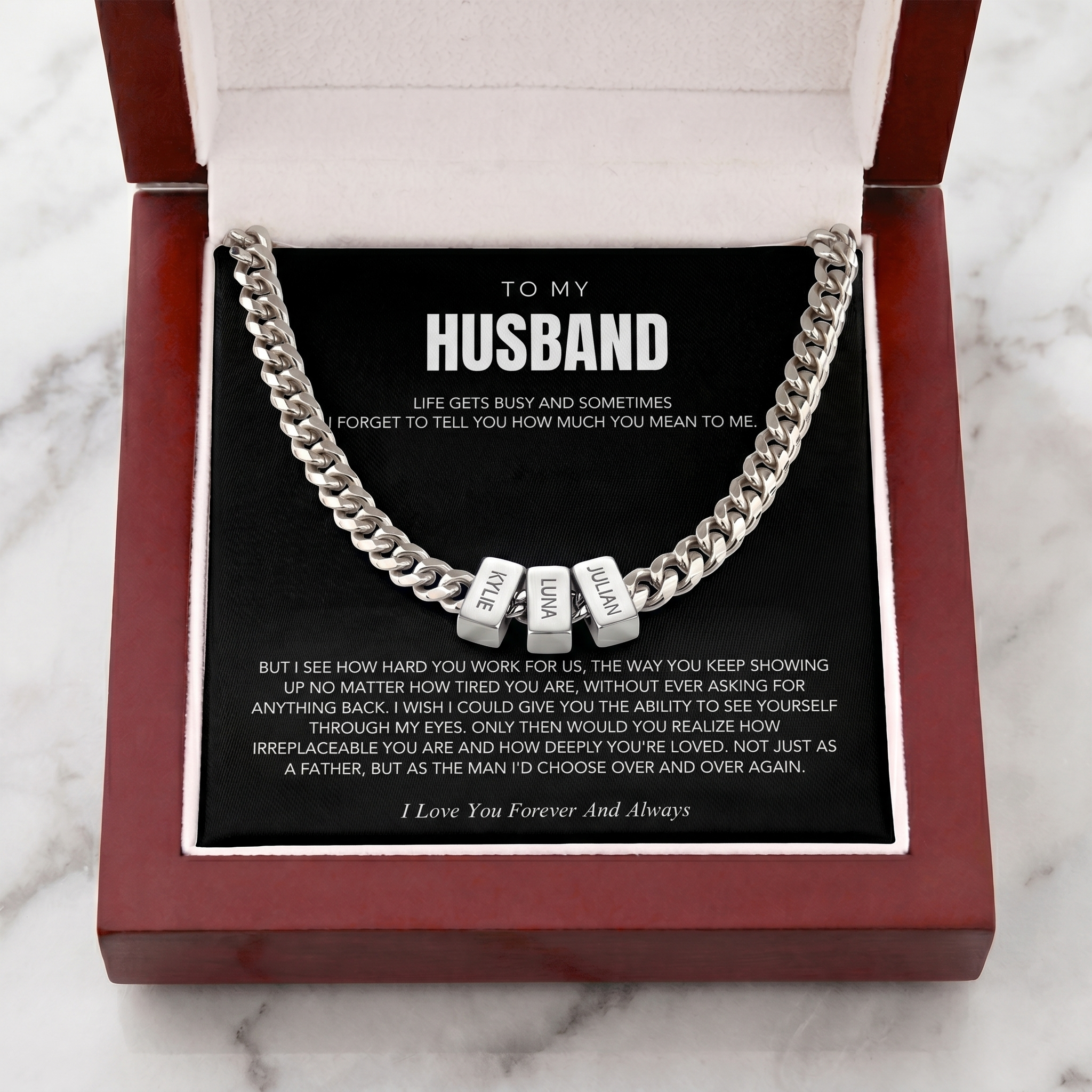 Family Name Necklace - For the Man Who Holds Us Together