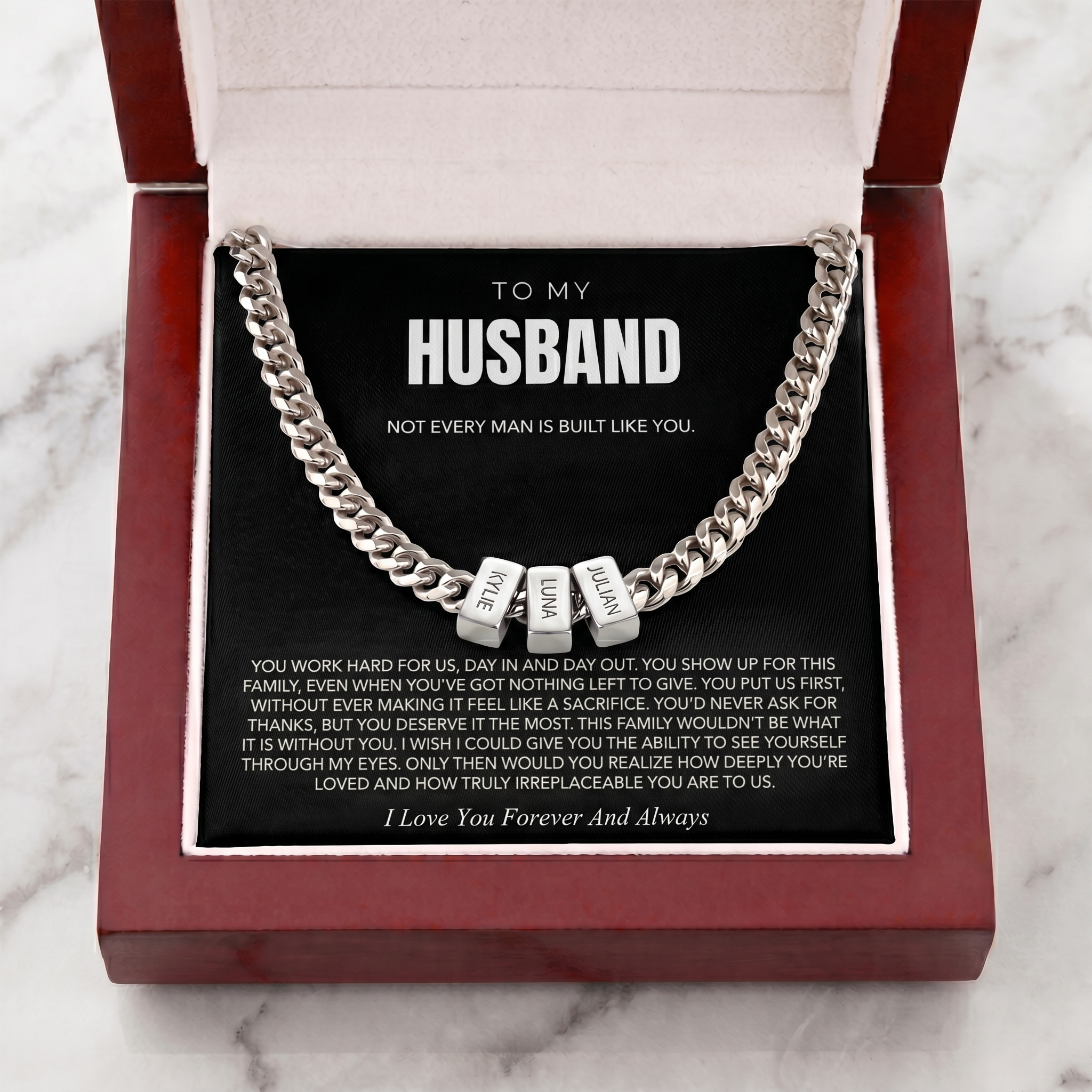 Family Name Necklace - For the Man Who Holds Us Together