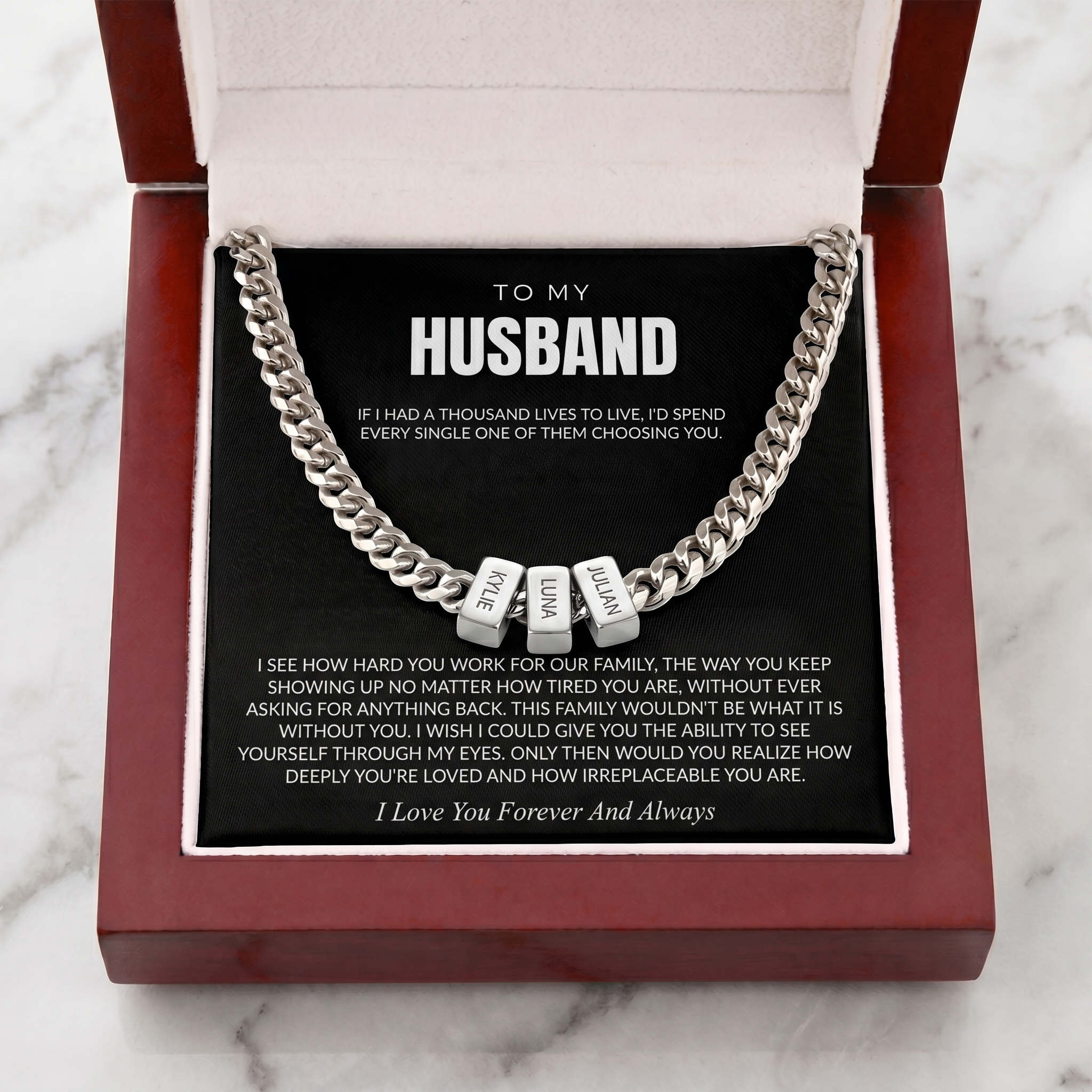 Family Name Necklace - For the Man Who Holds Us Together